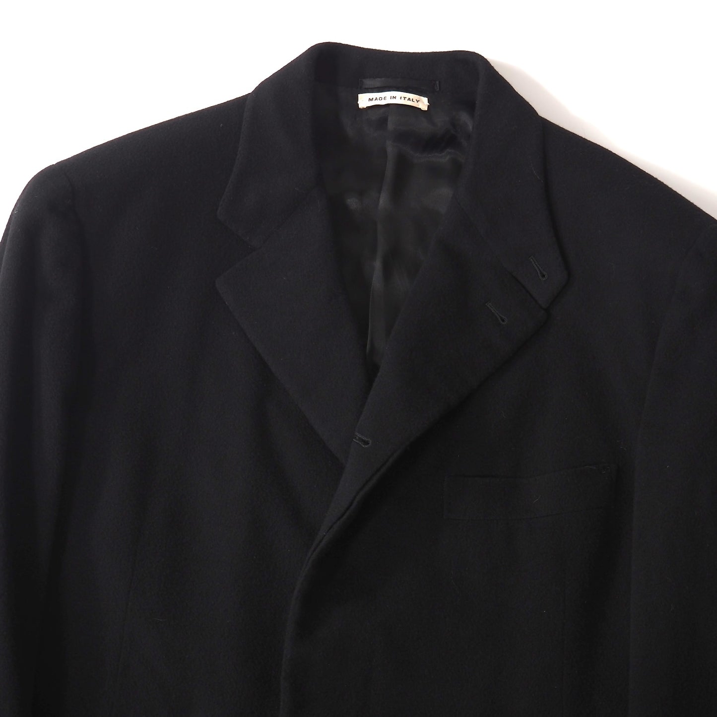 美品 エルメス HERMES イタリア製 ピュアカシミヤ チェスターコート 50 ブラック メンズ 正規品 5-ZJ040