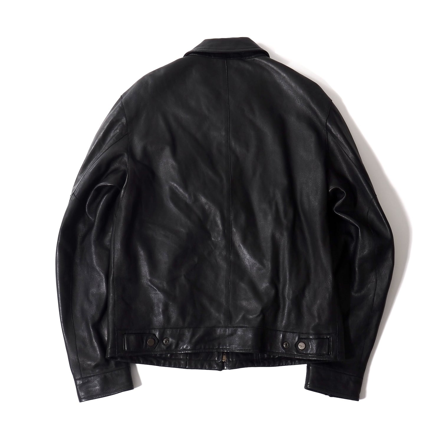 美品 サルヴァトーレフェラガモ Salvatore Ferragamo イタリア製 襟付き ダブルジップ レザー ジャケット 50 ブラック メンズ 正規品 5-ZJ043