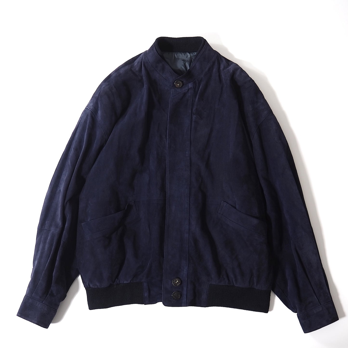 ロエベ LOEWE ヴィンテージ スペイン製 スエード レザー ジャケット 48 ネイビー メンズ 正規品 5-ZJ045