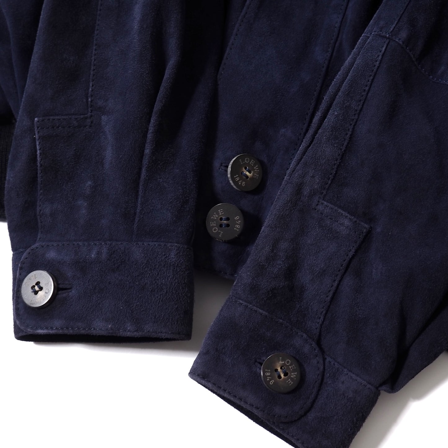ロエベ LOEWE ヴィンテージ スペイン製 スエード レザー ジャケット 48 ネイビー メンズ 正規品 5-ZJ045