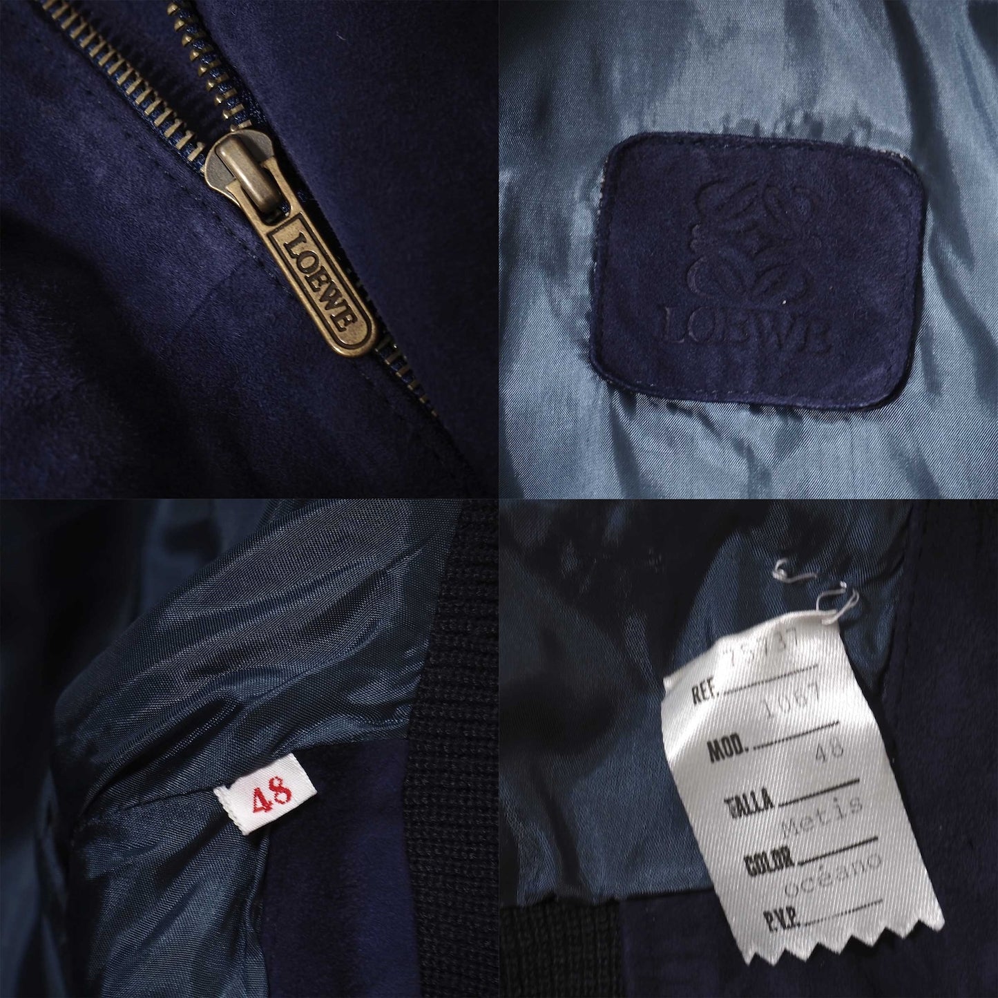 ロエベ LOEWE ヴィンテージ スペイン製 スエード レザー ジャケット 48 ネイビー メンズ 正規品 5-ZJ045
