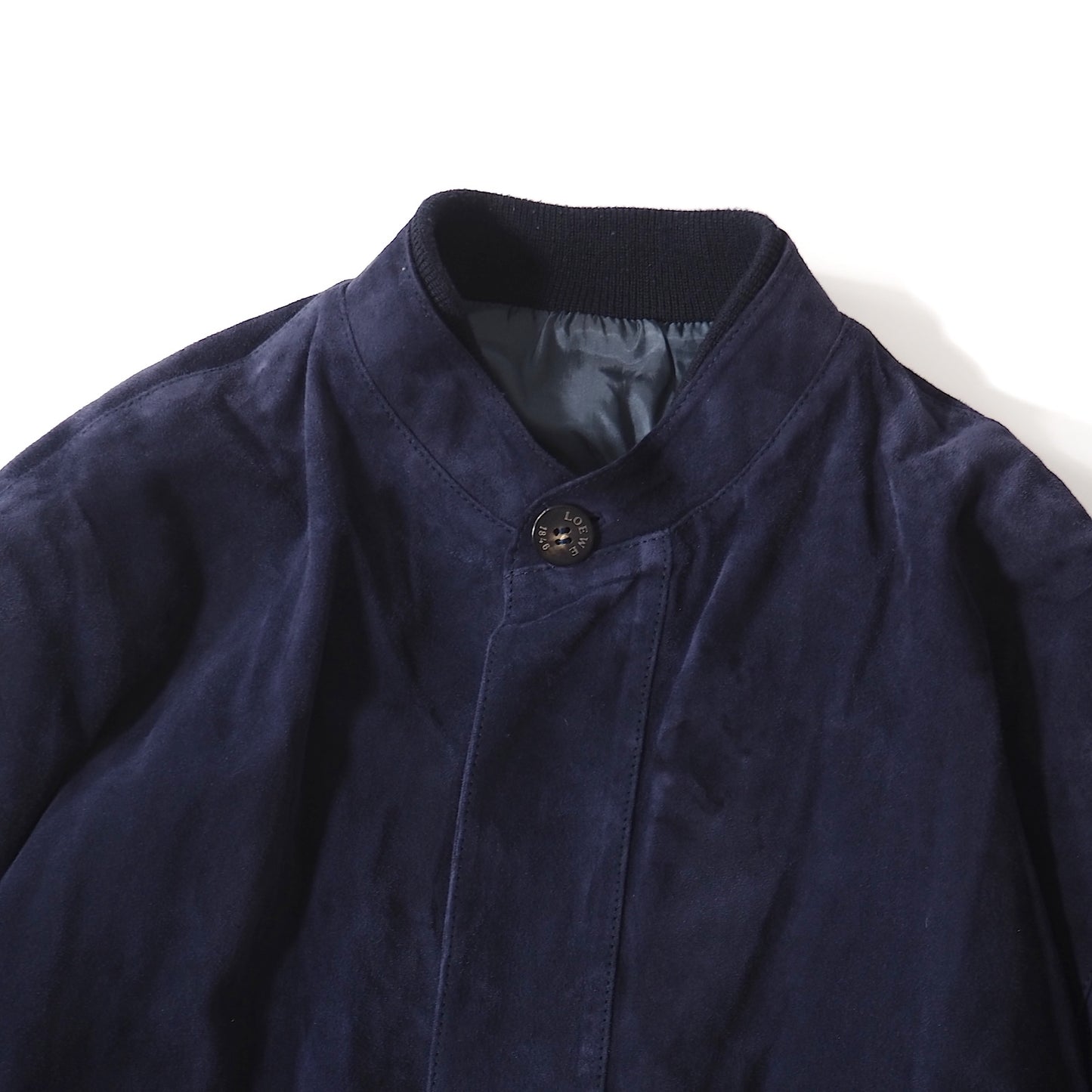 ロエベ LOEWE ヴィンテージ スペイン製 スエード レザー ジャケット 48 ネイビー メンズ 正規品 5-ZJ045