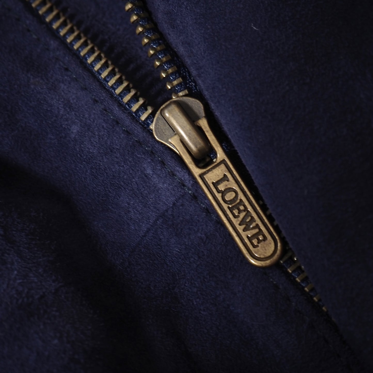 ロエベ LOEWE ヴィンテージ スペイン製 スエード レザー ジャケット 48 ネイビー メンズ 正規品 5-ZJ045
