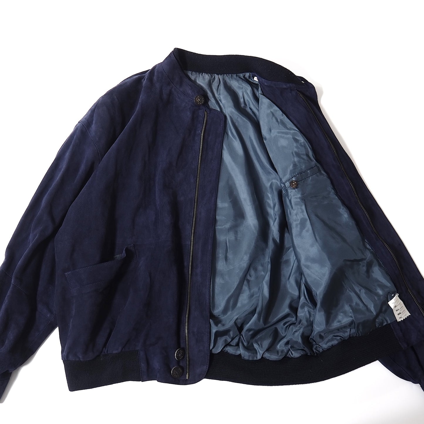 ロエベ LOEWE ヴィンテージ スペイン製 スエード レザー ジャケット 48 ネイビー メンズ 正規品 5-ZJ045