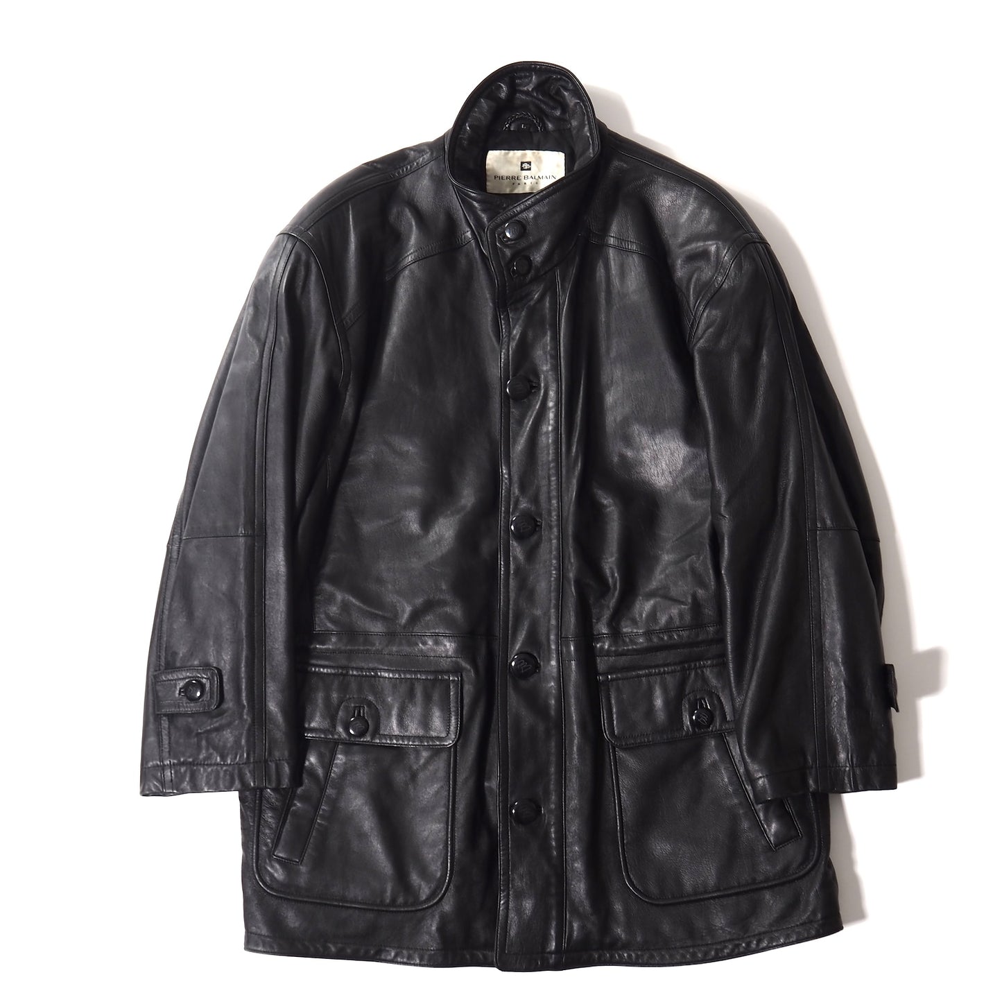 ピエールバルマン PIERRE BALMAIN ラムレザー ジャケット 中綿 L ブラック メンズ 正規品 5-ZJ049