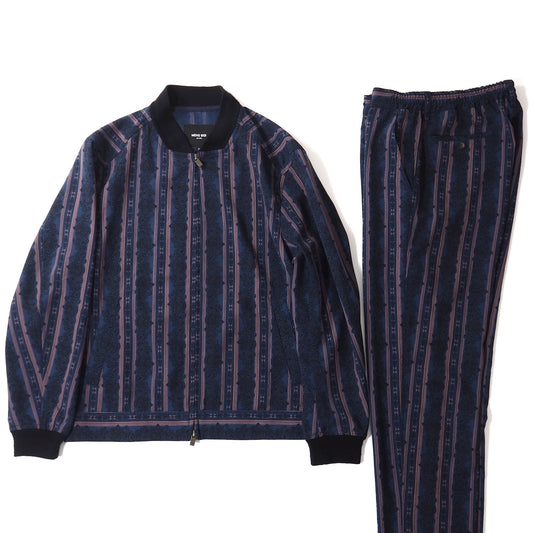 良品 メンズビギ MENS BIGI 総柄 ペイズリー柄 セットアップ ウエストゴム 01 ネイビー メンズ 正規品 5-ZJ052