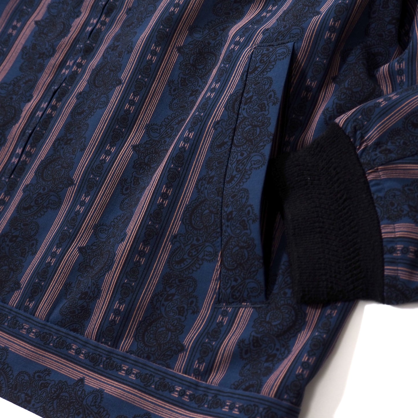 良品 メンズビギ MENS BIGI 総柄 ペイズリー柄 セットアップ ウエストゴム 01 ネイビー メンズ 正規品 5-ZJ052