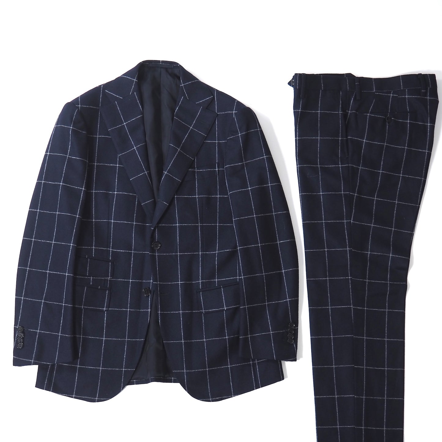 美品 リングジャケット RING JACKET リングヂャケットウール ウール スーツ ジャケット パンツ 46 ネイビー ペーンチェック メンズ 正規品 5-ZJ056