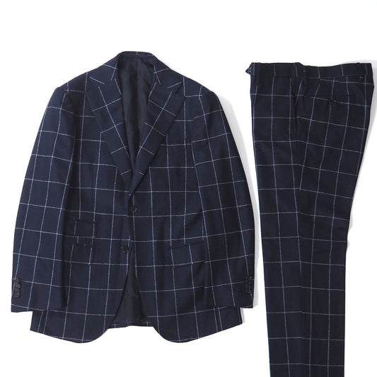 美品 リングジャケット RING JACKET リングヂャケットウール ウール スーツ ジャケット パンツ 46 ネイビー ペーンチェック メンズ 正規品 5-ZJ056