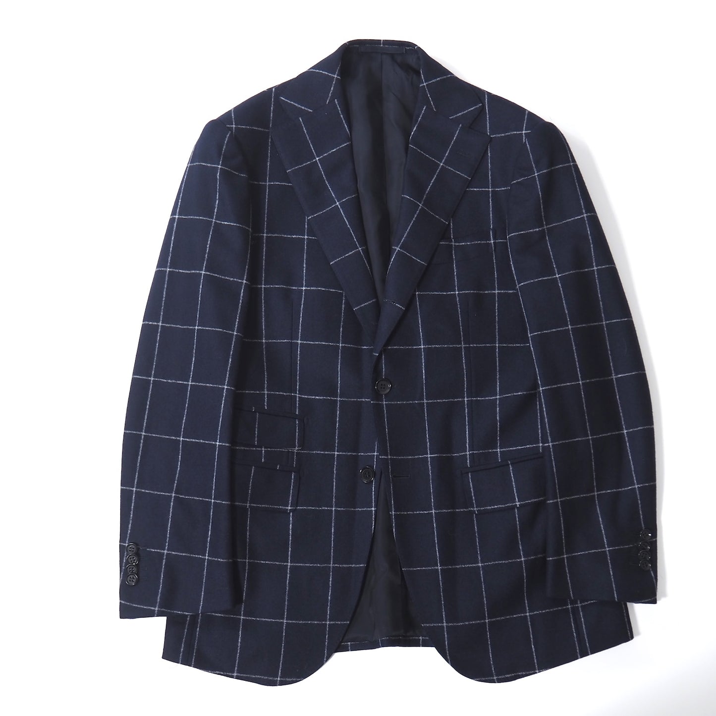 美品 リングジャケット RING JACKET リングヂャケットウール ウール スーツ ジャケット パンツ 46 ネイビー ペーンチェック メンズ 正規品 5-ZJ056