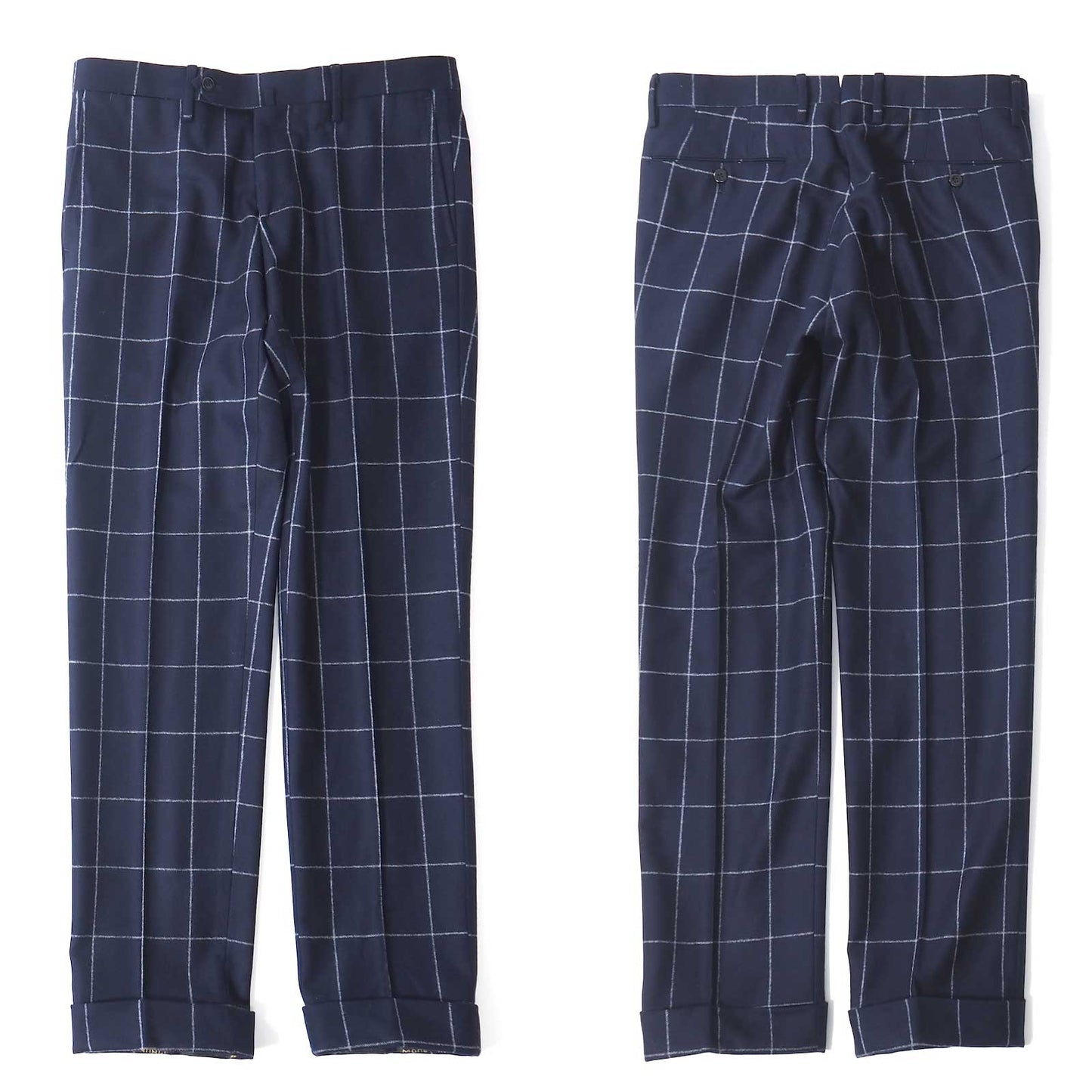 美品 リングジャケット RING JACKET リングヂャケットウール ウール スーツ ジャケット パンツ 46 ネイビー ペーンチェック メンズ 正規品 5-ZJ056