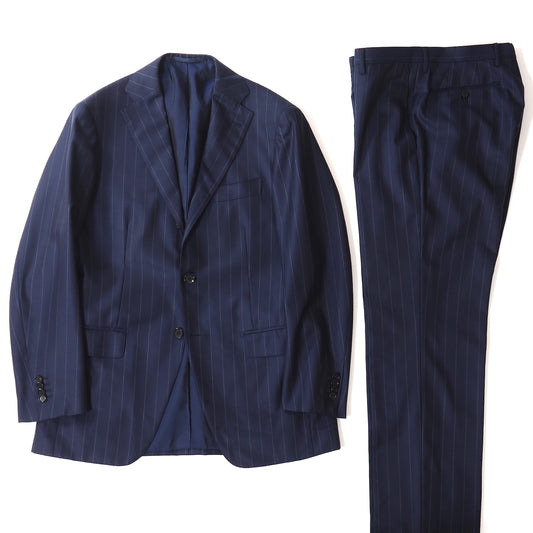 良品 リングジャケット RING JACKET リングヂャケット ウール ストライプ スーツ ジャケット パンツ 46 ネイビー メンズ 正規品 5-ZJ057