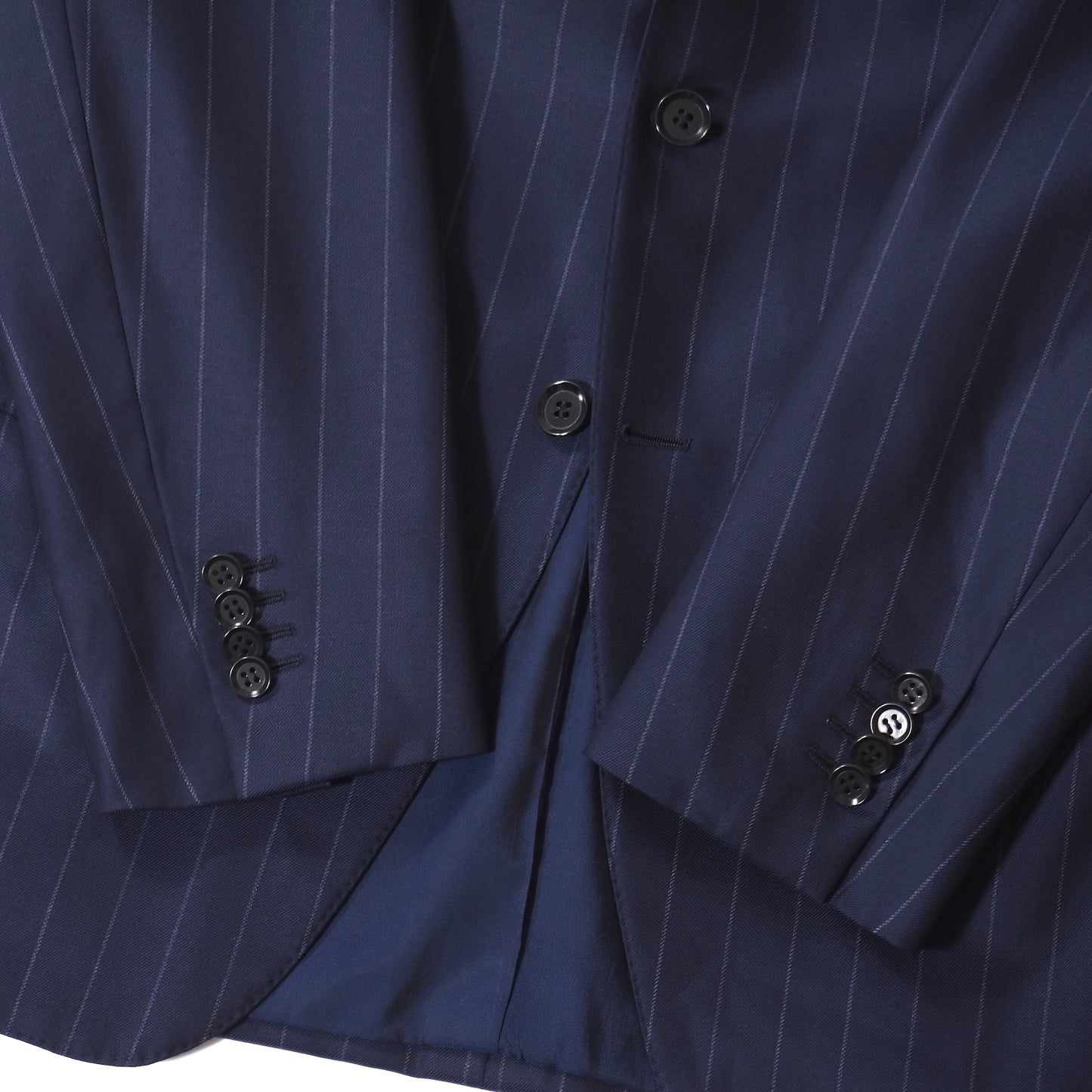 良品 リングジャケット RING JACKET リングヂャケット ウール ストライプ スーツ ジャケット パンツ 46 ネイビー メンズ 正規品 5-ZJ057