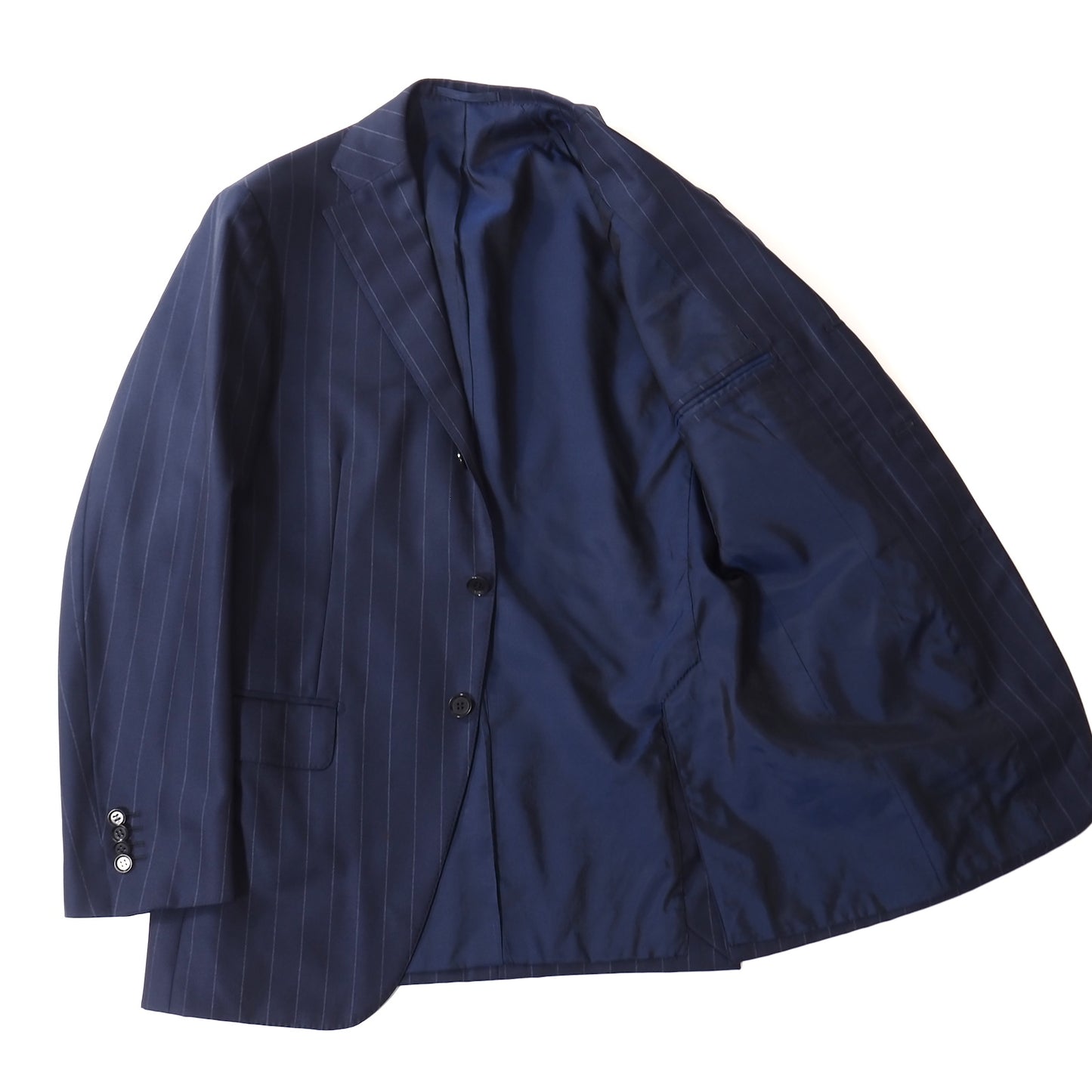良品 リングジャケット RING JACKET リングヂャケット ウール ストライプ スーツ ジャケット パンツ 46 ネイビー メンズ 正規品 5-ZJ057