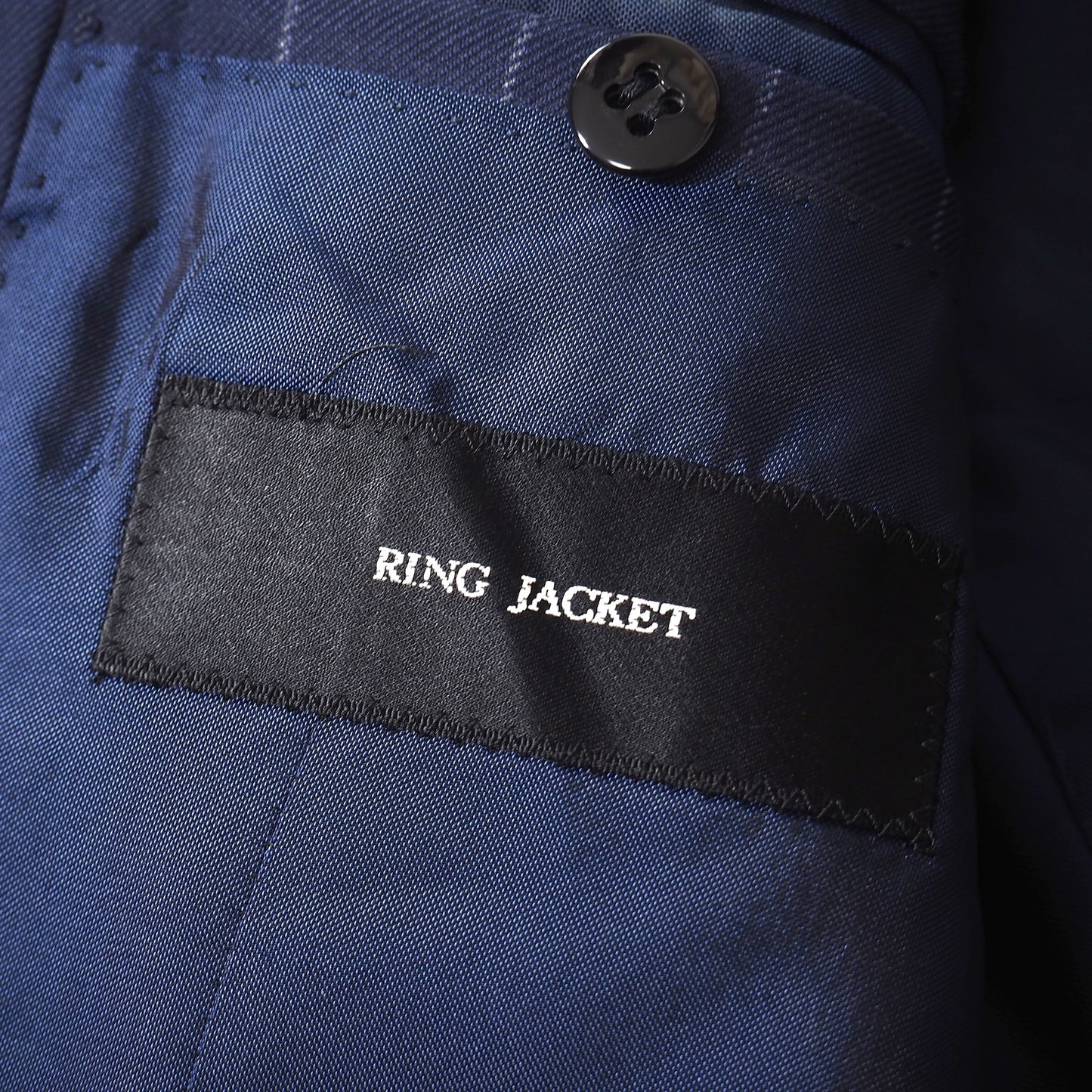 良品 リングジャケット RING JACKET リングヂャケット ウール ストライプ スーツ ジャケット パンツ 46 ネイビー メンズ 正規品 5-ZJ057