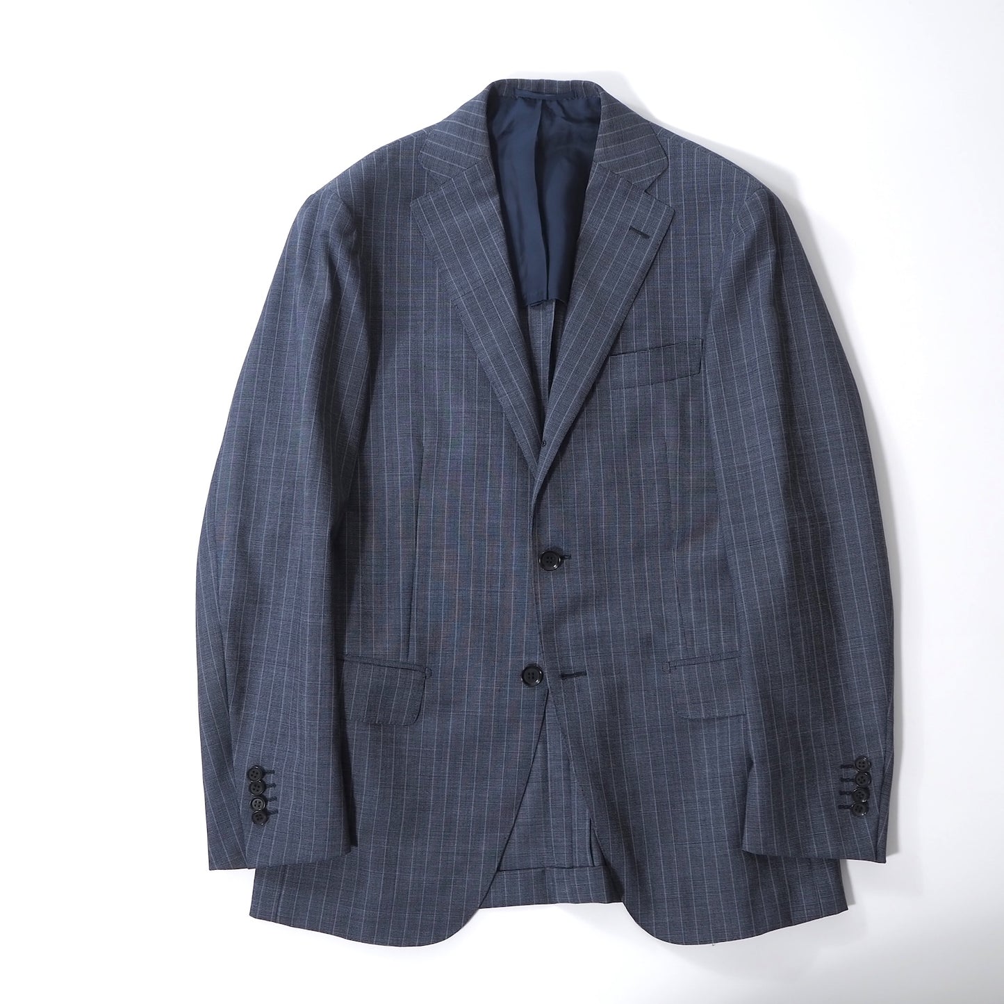 美品 リングジャケット RING JACKET リングヂャケット ウール スーツ ジャケット パンツ アンコン 46 ネイビー ストライプ メンズ 正規品 5-ZJ061