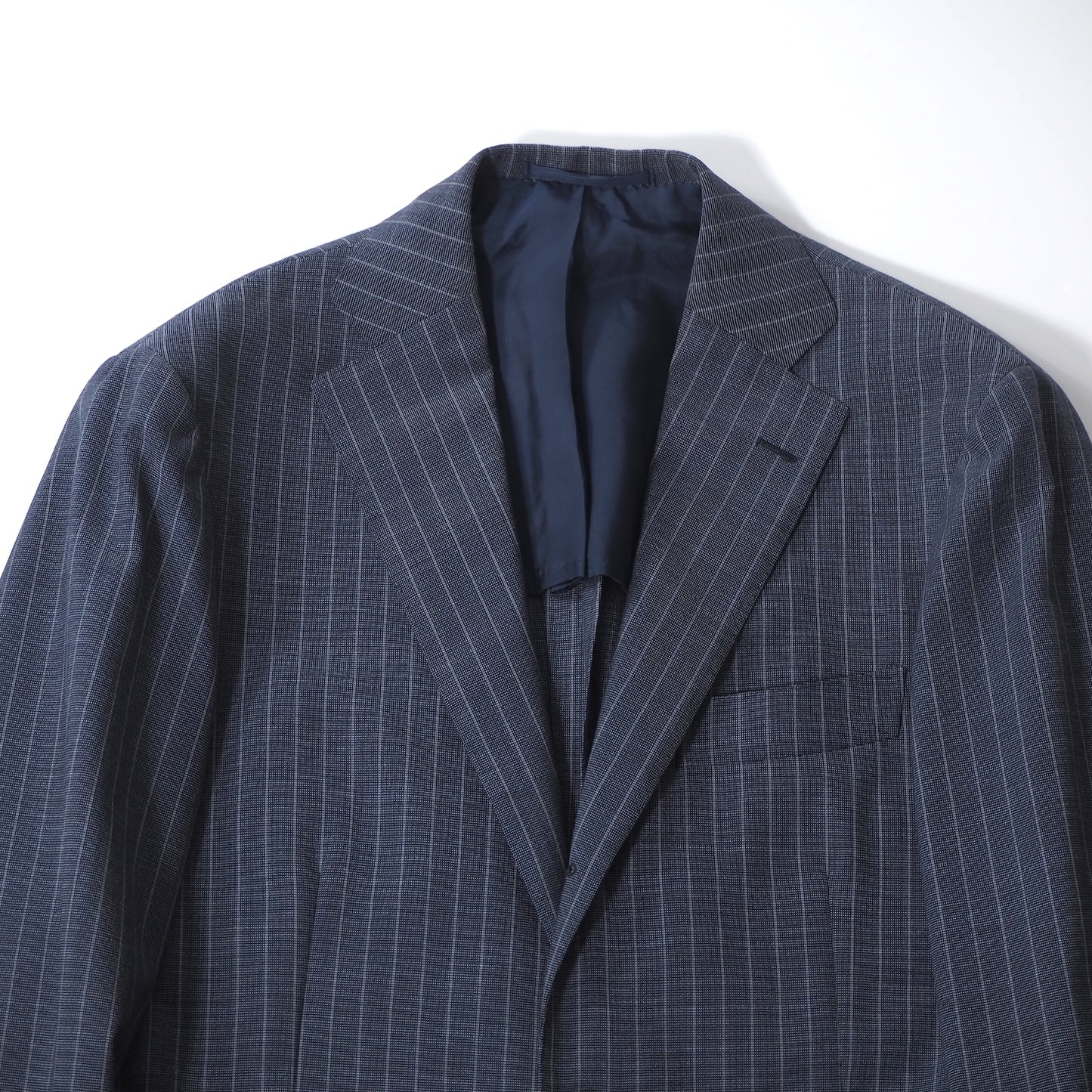 美品 リングジャケット RING JACKET リングヂャケット ウール スーツ ジャケット パンツ アンコン 46 ネイビー ストライプ メンズ 正規品 5-ZJ061