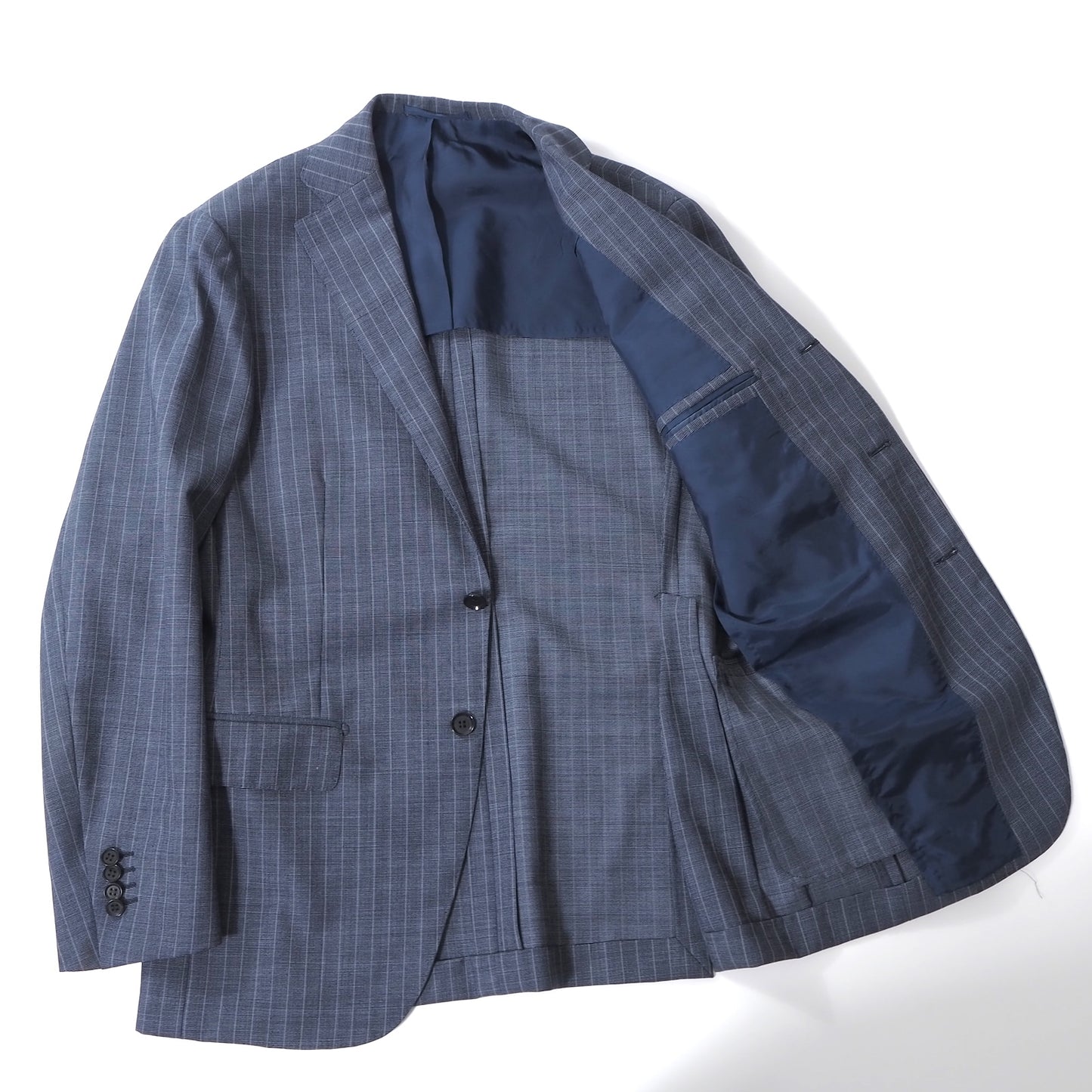 美品 リングジャケット RING JACKET リングヂャケット ウール スーツ ジャケット パンツ アンコン 46 ネイビー ストライプ メンズ 正規品 5-ZJ061