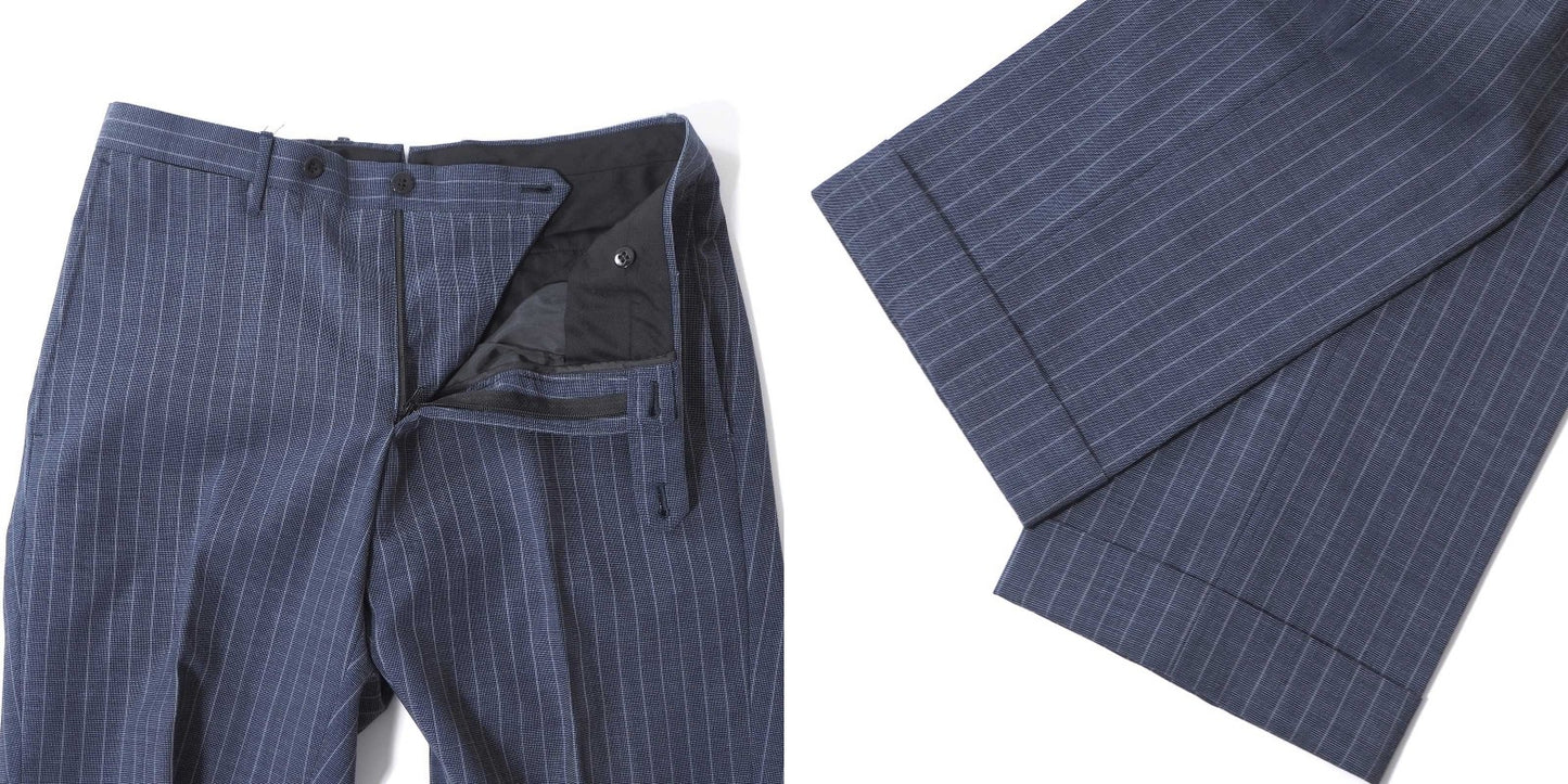 美品 リングジャケット RING JACKET リングヂャケット ウール スーツ ジャケット パンツ アンコン 46 ネイビー ストライプ メンズ 正規品 5-ZJ061