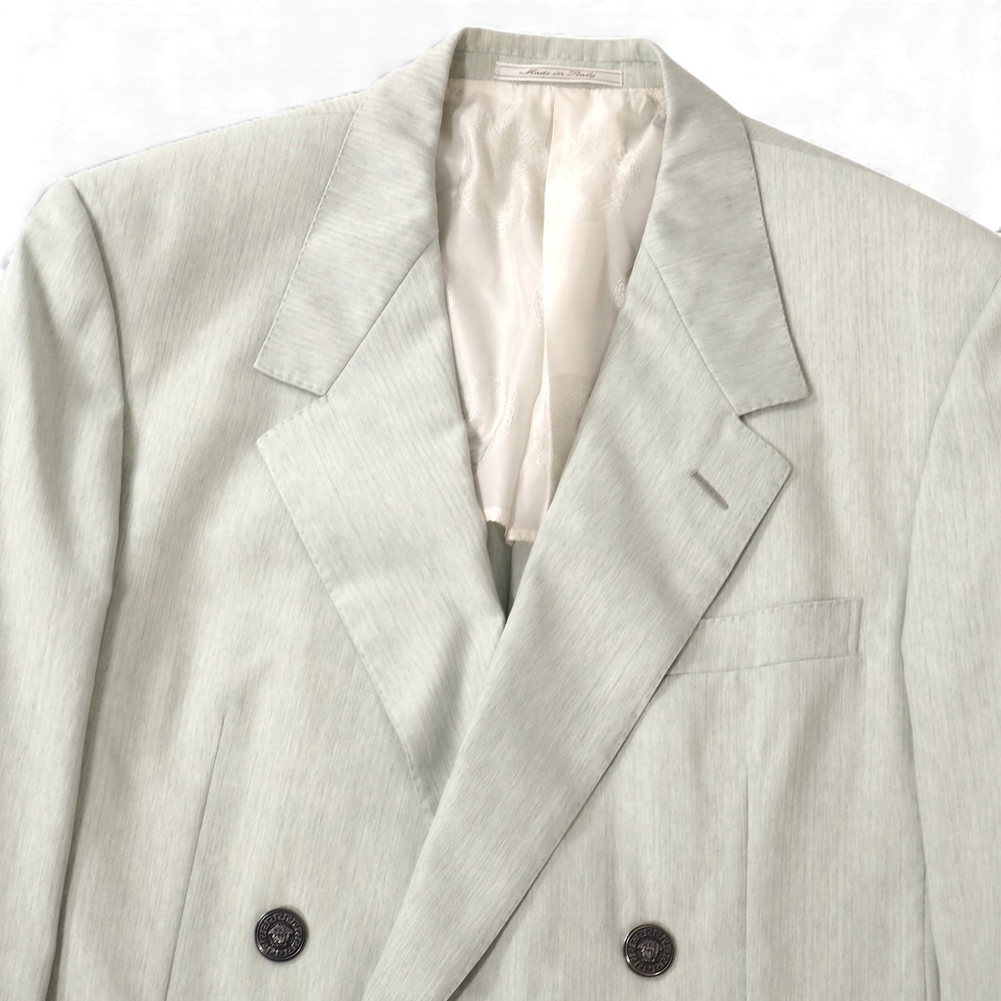 ジャンニヴェルサーチ GIANNI VERSACE ヴィンテージメデューサボタン ウール ダブルブレスト スーツ 50 ライトグリーン メンズ 正規品 5-ZJ062