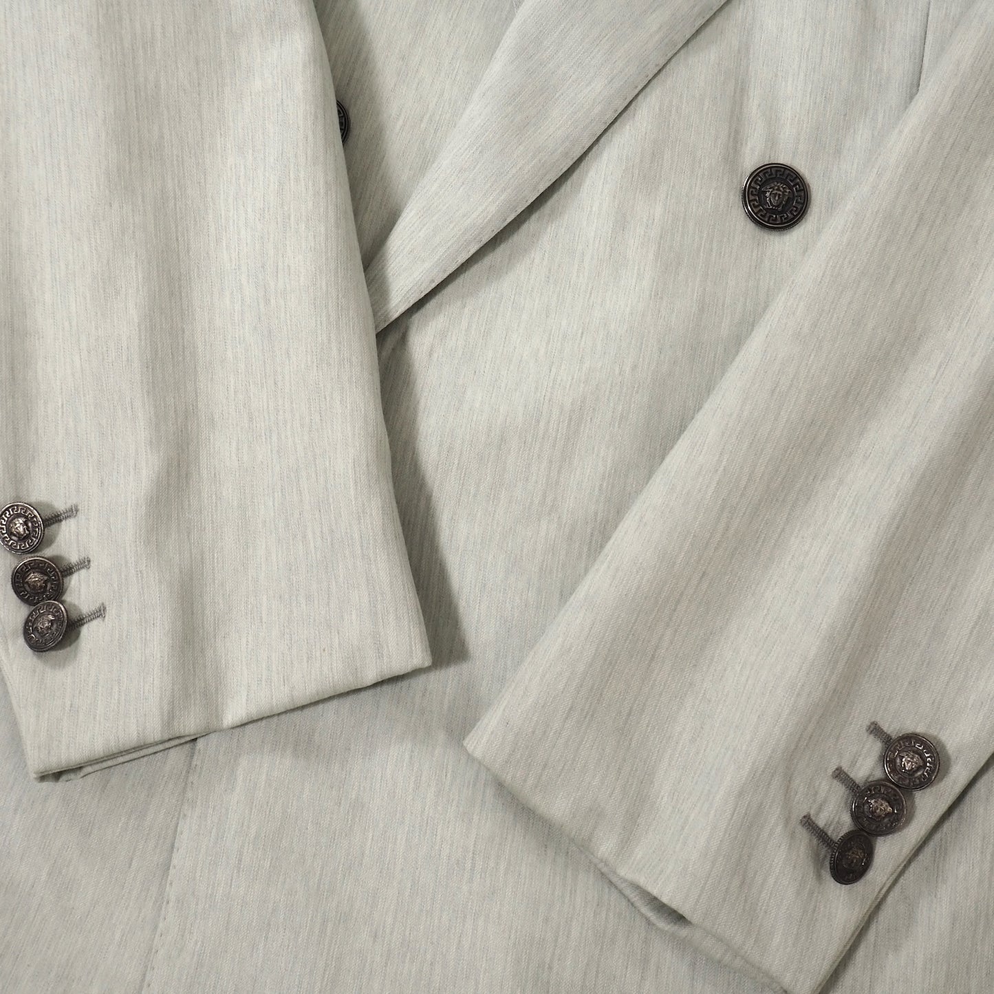 ジャンニヴェルサーチ GIANNI VERSACE ヴィンテージメデューサボタン ウール ダブルブレスト スーツ 50 ライトグリーン メンズ 正規品 5-ZJ062