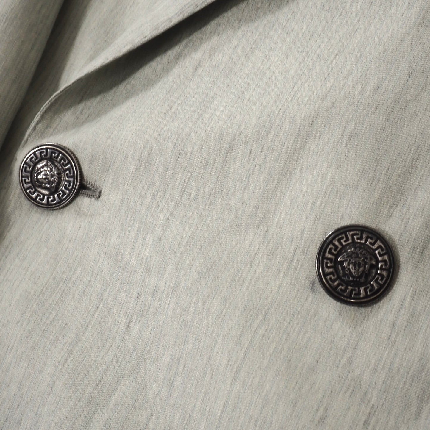 ジャンニヴェルサーチ GIANNI VERSACE ヴィンテージメデューサボタン ウール ダブルブレスト スーツ 50 ライトグリーン メンズ 正規品 5-ZJ062