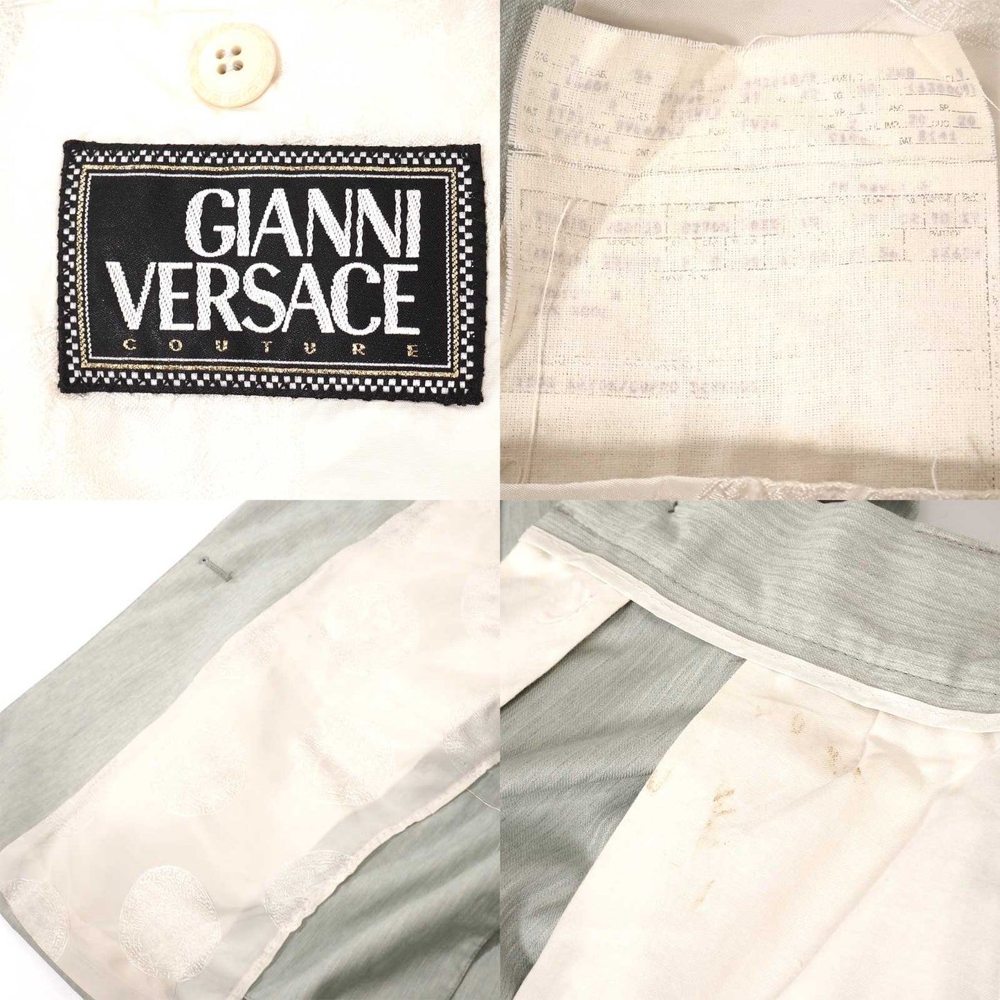 ジャンニヴェルサーチ GIANNI VERSACE ヴィンテージメデューサボタン ウール ダブルブレスト スーツ 50 ライトグリーン メンズ 正規品 5-ZJ062