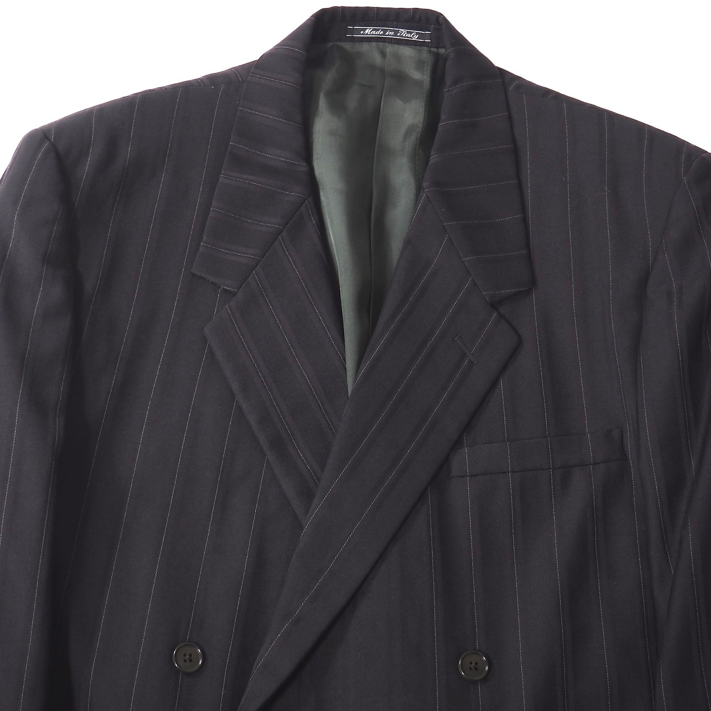 ジャンニヴェルサーチ GIANNI VERSACE ヴィンテージ ウール ダブルブレスト ストライプ スーツ 50 ダークグレー メンズ 正規品 5-ZJ068