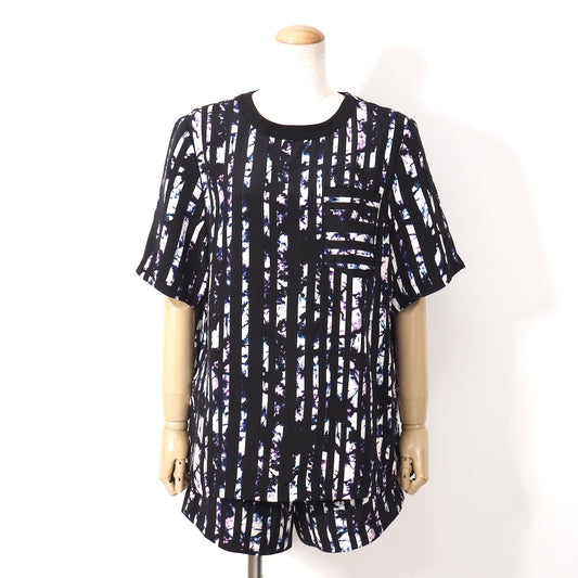 美品 アレキサンダーワン ALEXANDER WANG シルク 総柄 セットアップ 2 ブラック レディース 正規品 5-ZJ072