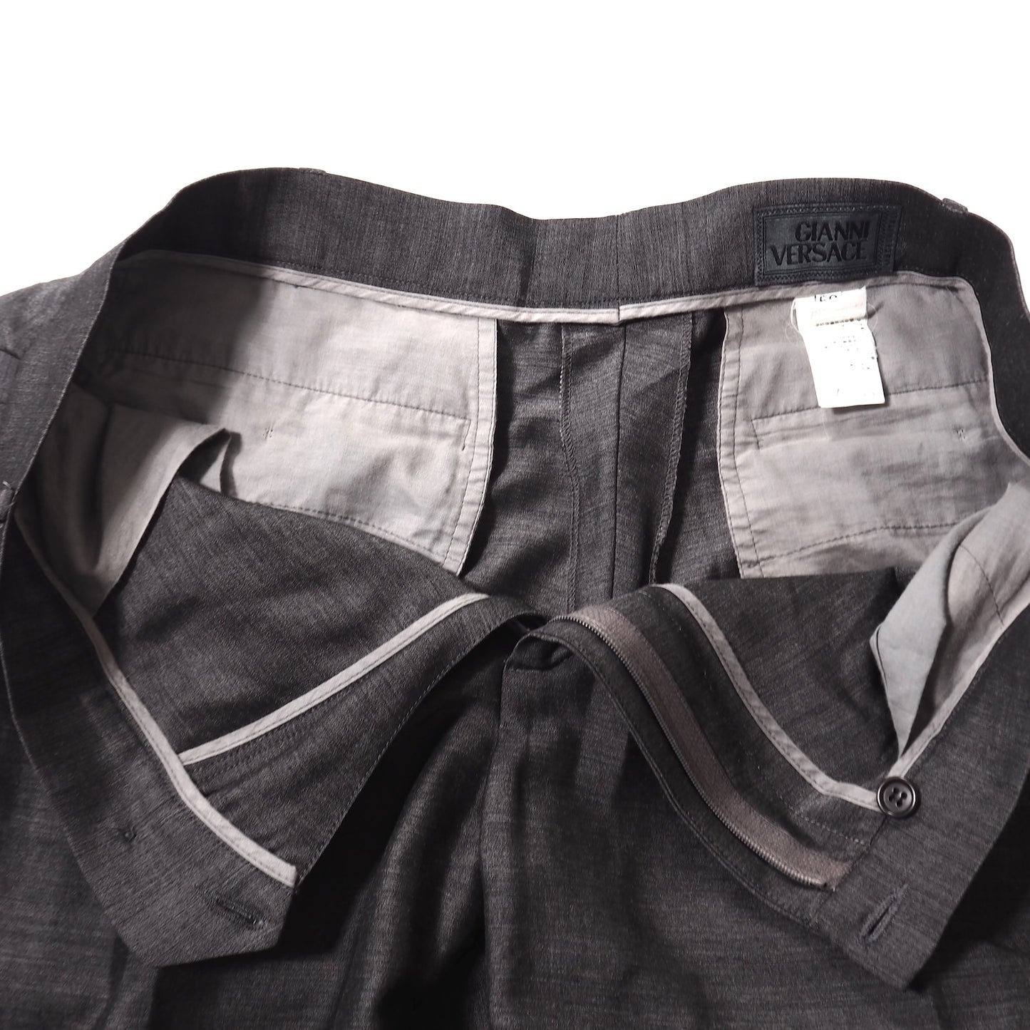 美品 ジャンニヴェルサーチ GIANNI VERSACE ヴィンテージ イタリア製 ウールモヘア スラックス パンツ 50 グレー メンズ 正規品 5-ZJ073