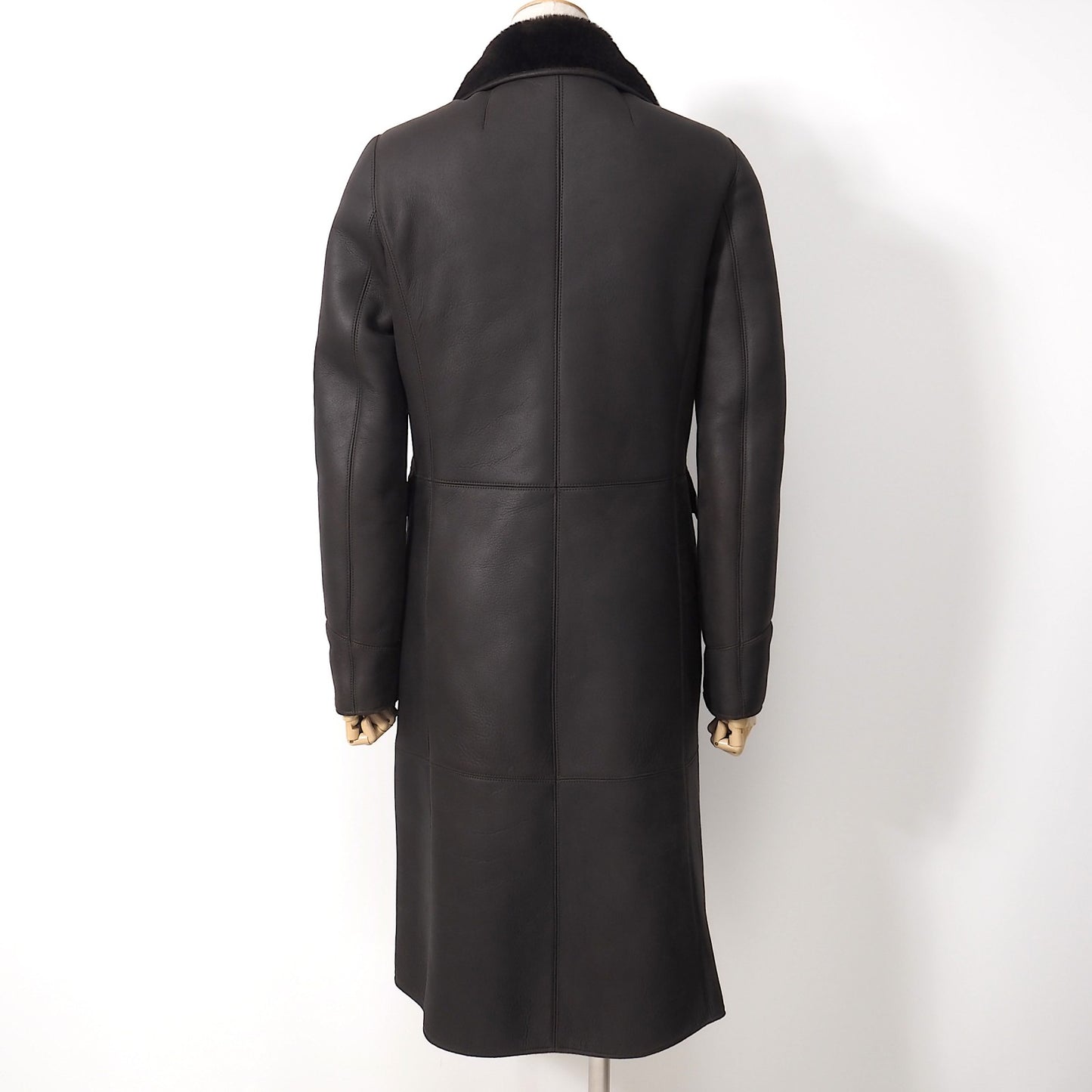 フェンディ FENDI ラムレザー ムートン コート 40 ダークブラウン レディース 正規品 5-ZK001