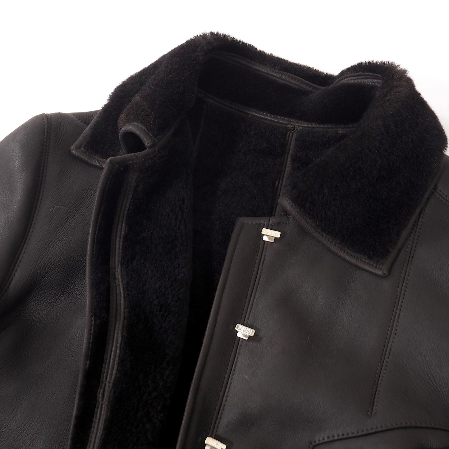 フェンディ FENDI ラムレザー ムートン コート 40 ダークブラウン レディース 正規品 5-ZK001