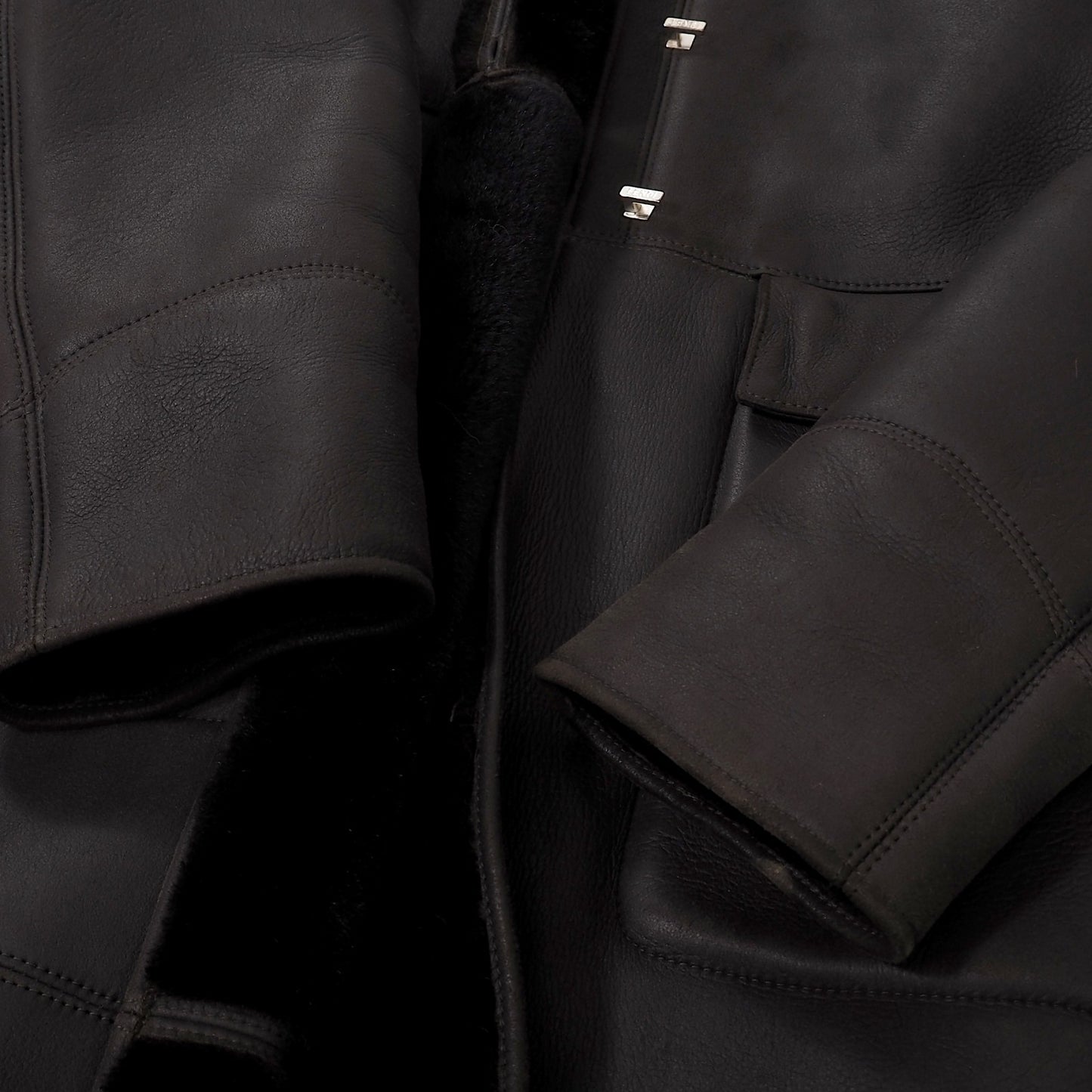 フェンディ FENDI ラムレザー ムートン コート 40 ダークブラウン レディース 正規品 5-ZK001