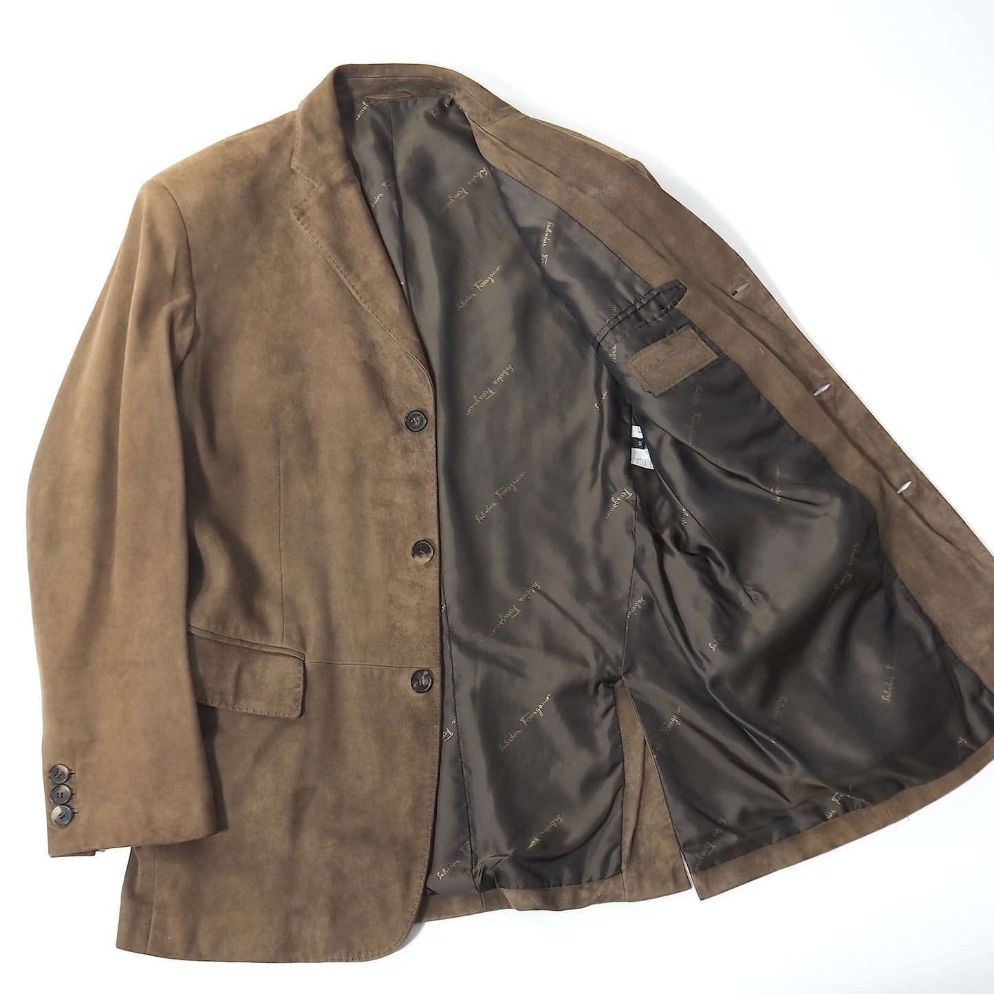 サルヴァトーレフェラガモ Salvatore Ferragamo イタリア製 スエード レザー ジャケット 50 ブラウン メンズ 正規品 5-ZK003