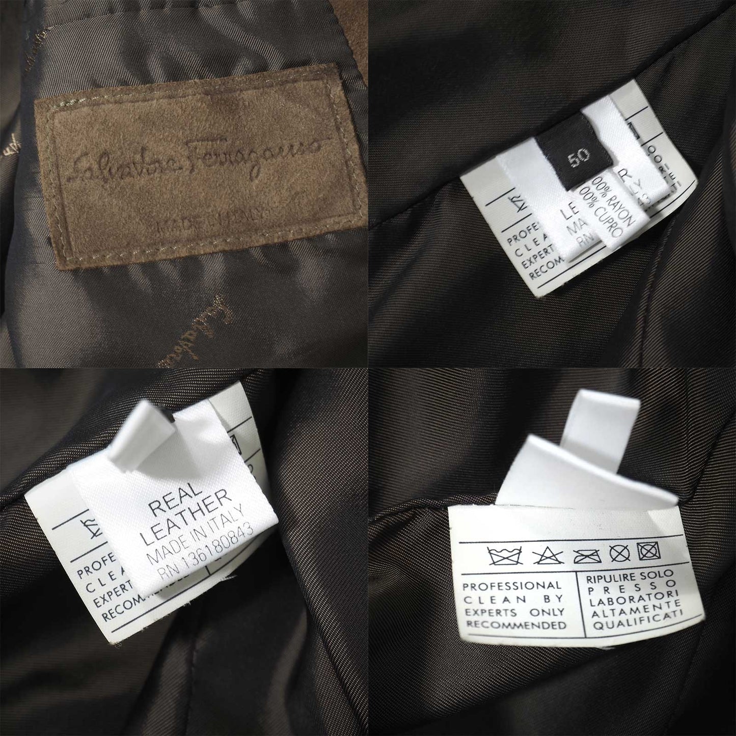 サルヴァトーレフェラガモ Salvatore Ferragamo イタリア製 スエード レザー ジャケット 50 ブラウン メンズ 正規品 5-ZK003