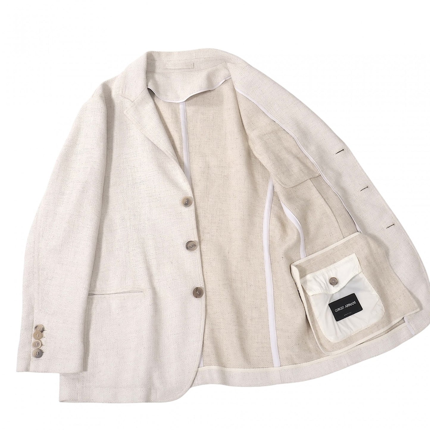 美品 ジョルジオアルマーニ GIORGIO ARMANI イタリア製 テーラード ジャケット 52 ホワイト メンズ 正規品 5-ZK004