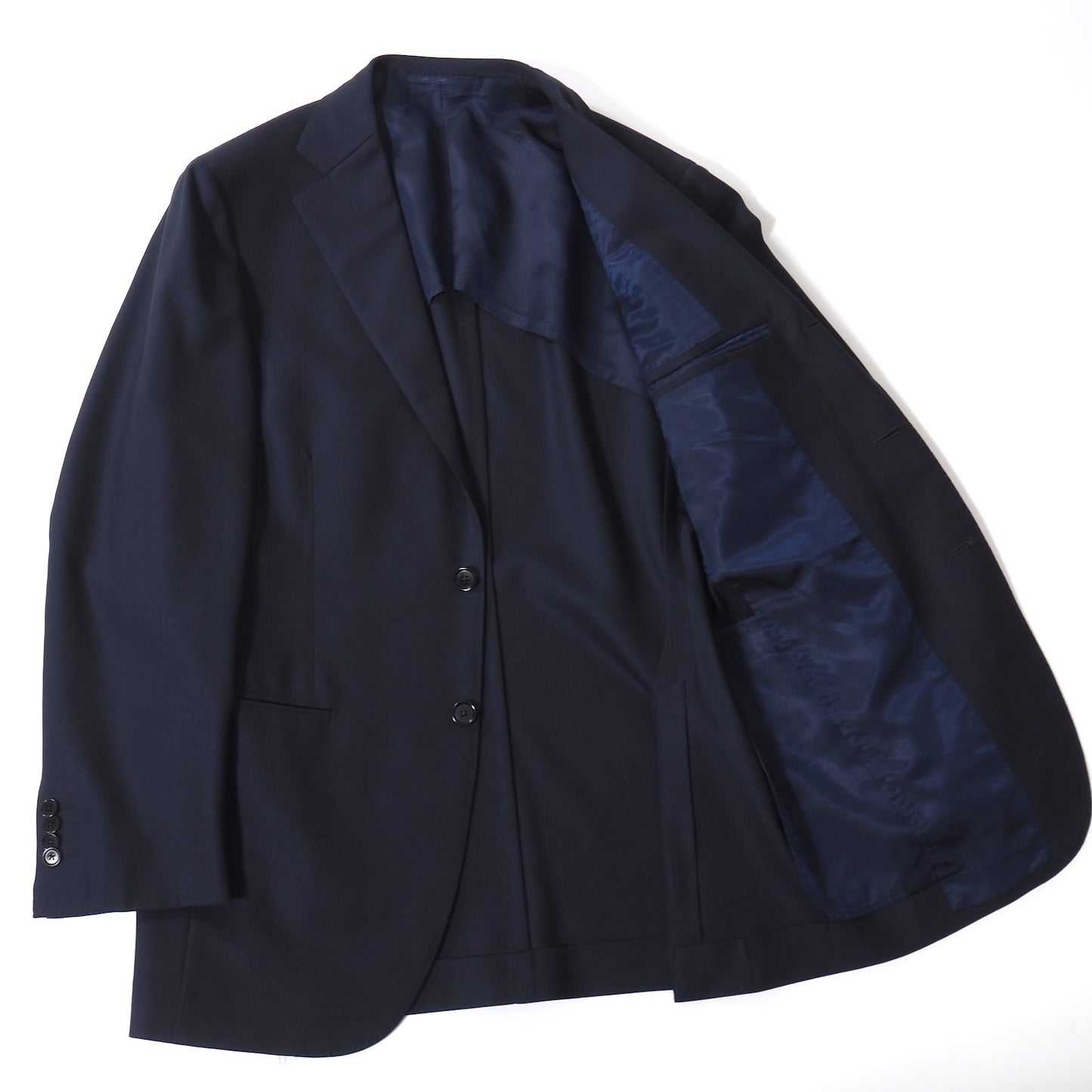 美品 ビームスエフ BEAMS F ウール セットアップ スーツ ジャケット パンツ アンコン 50 ネイビー メンズ 正規品 5-ZK007