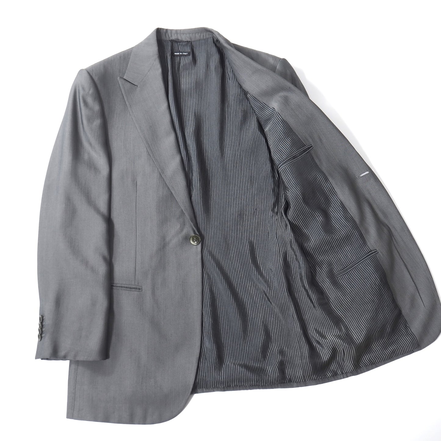 ジョルジオアルマーニ GIORGIO ARMANI ウール ピークド スーツ 46 グレー メンズ 正規品 5-ZK008