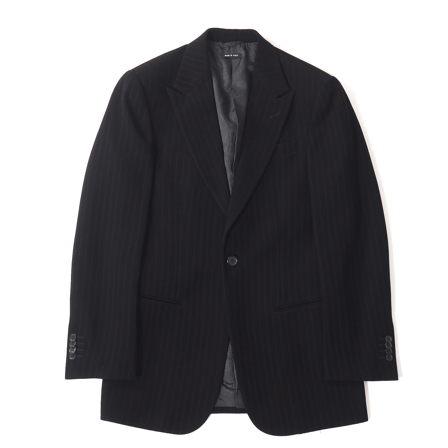 美品 ジョルジオアルマーニ GIORGIO ARMANI ストレッチ スーツ ジャケット パンツ 44 ブラック ストライプ メンズ 正規品 5-ZK009