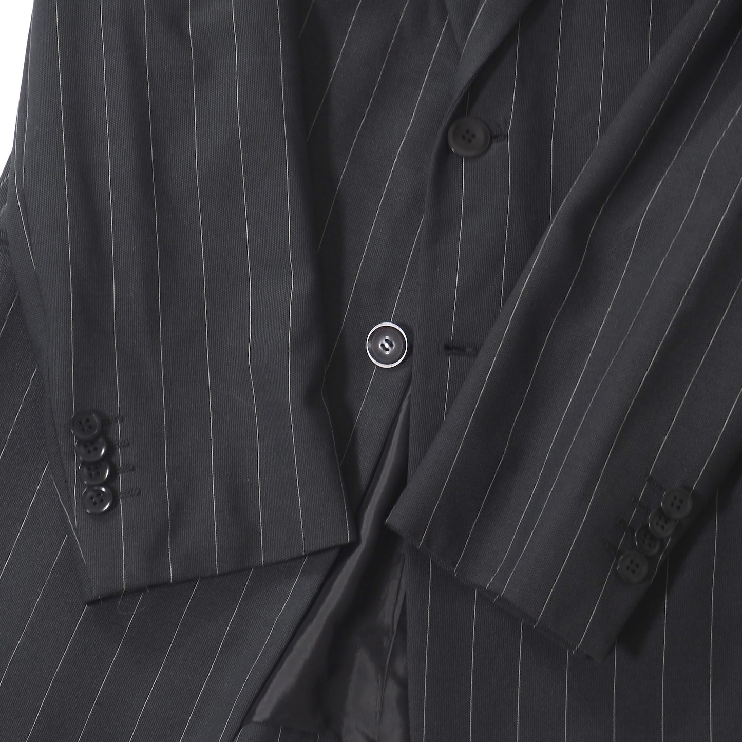 極美品 ジョルジオアルマーニ Giorgio Armani ウール ストライプ セットアップ スーツ ジャケット パンツ 46 ダークグレーストライプ メンズ 正規品 5-ZK010