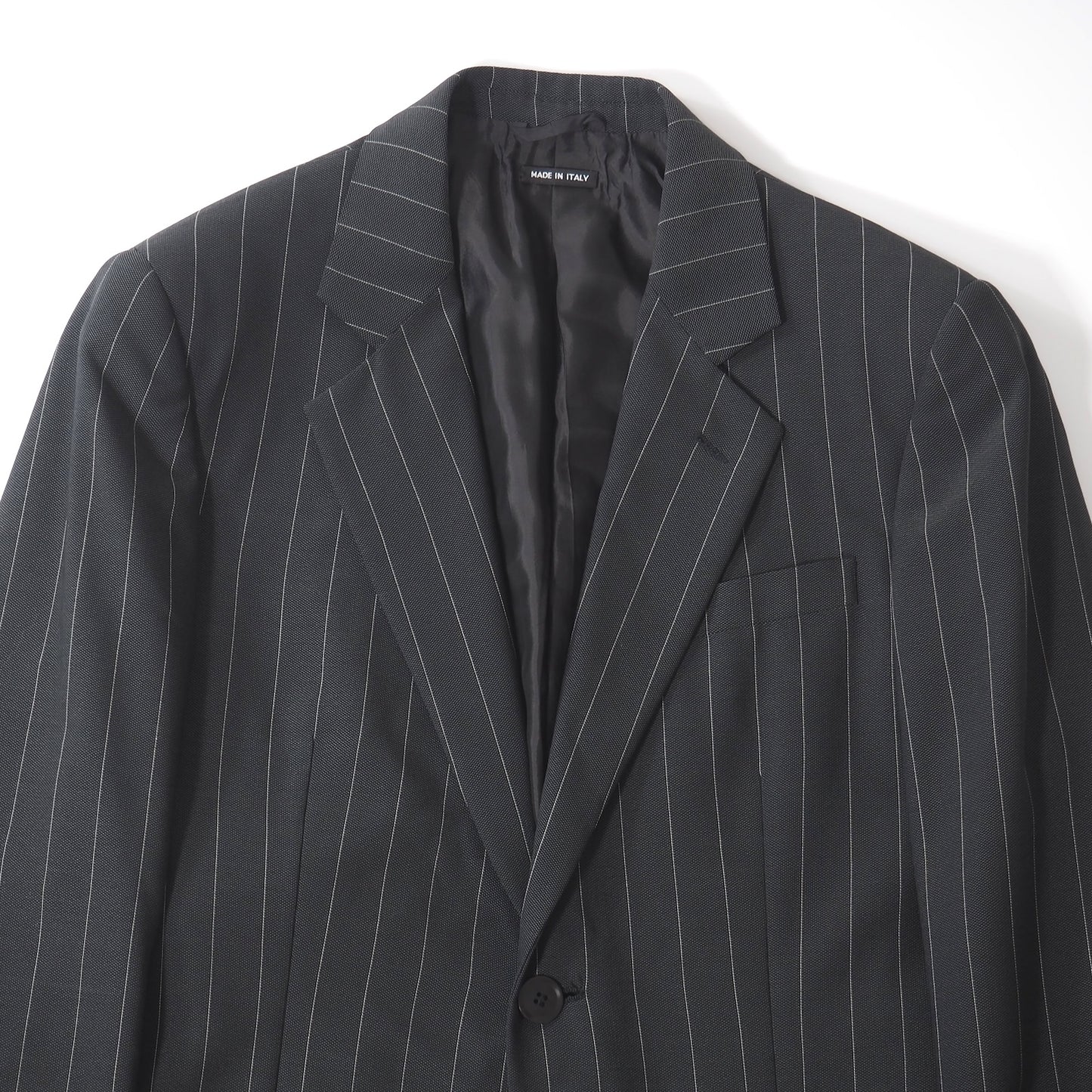 極美品 ジョルジオアルマーニ Giorgio Armani ウール ストライプ セットアップ スーツ ジャケット パンツ 46 ダークグレーストライプ メンズ 正規品 5-ZK010