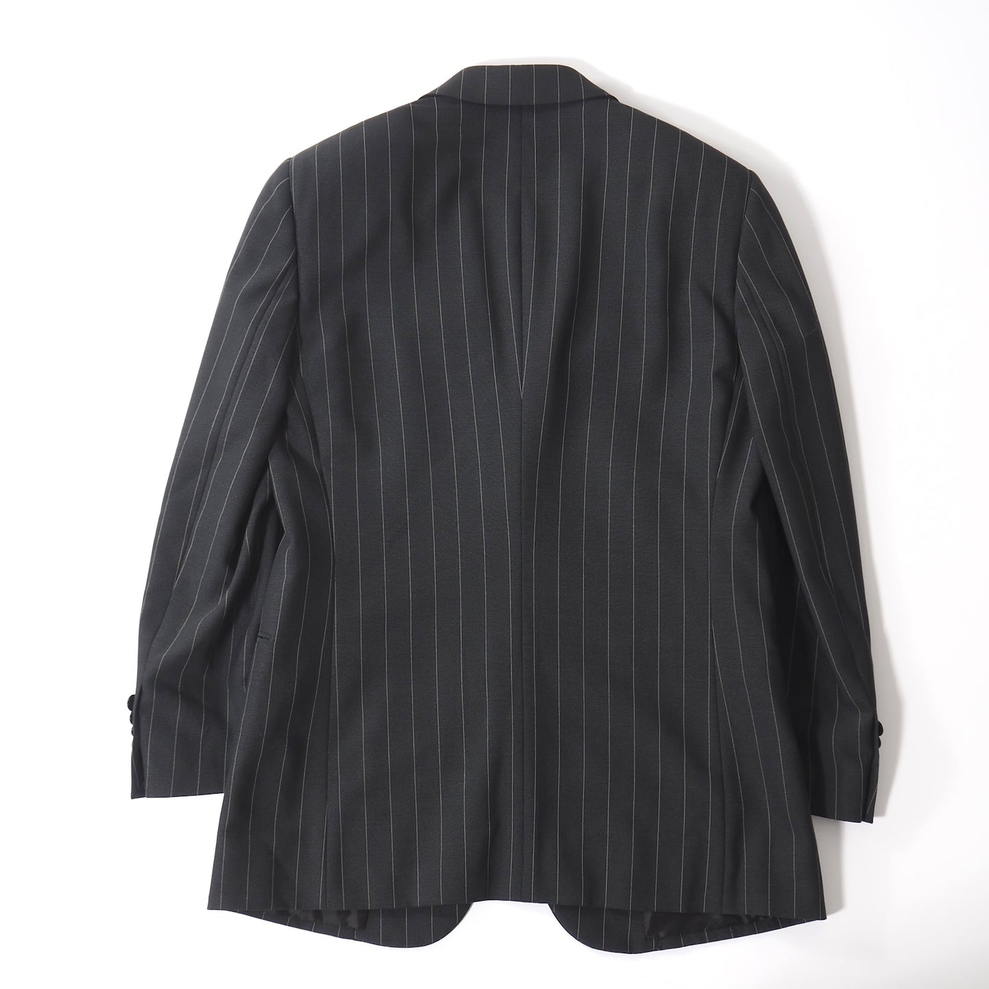 極美品 ジョルジオアルマーニ Giorgio Armani ウール ストライプ セットアップ スーツ ジャケット パンツ 46 ダークグレーストライプ メンズ 正規品 5-ZK010