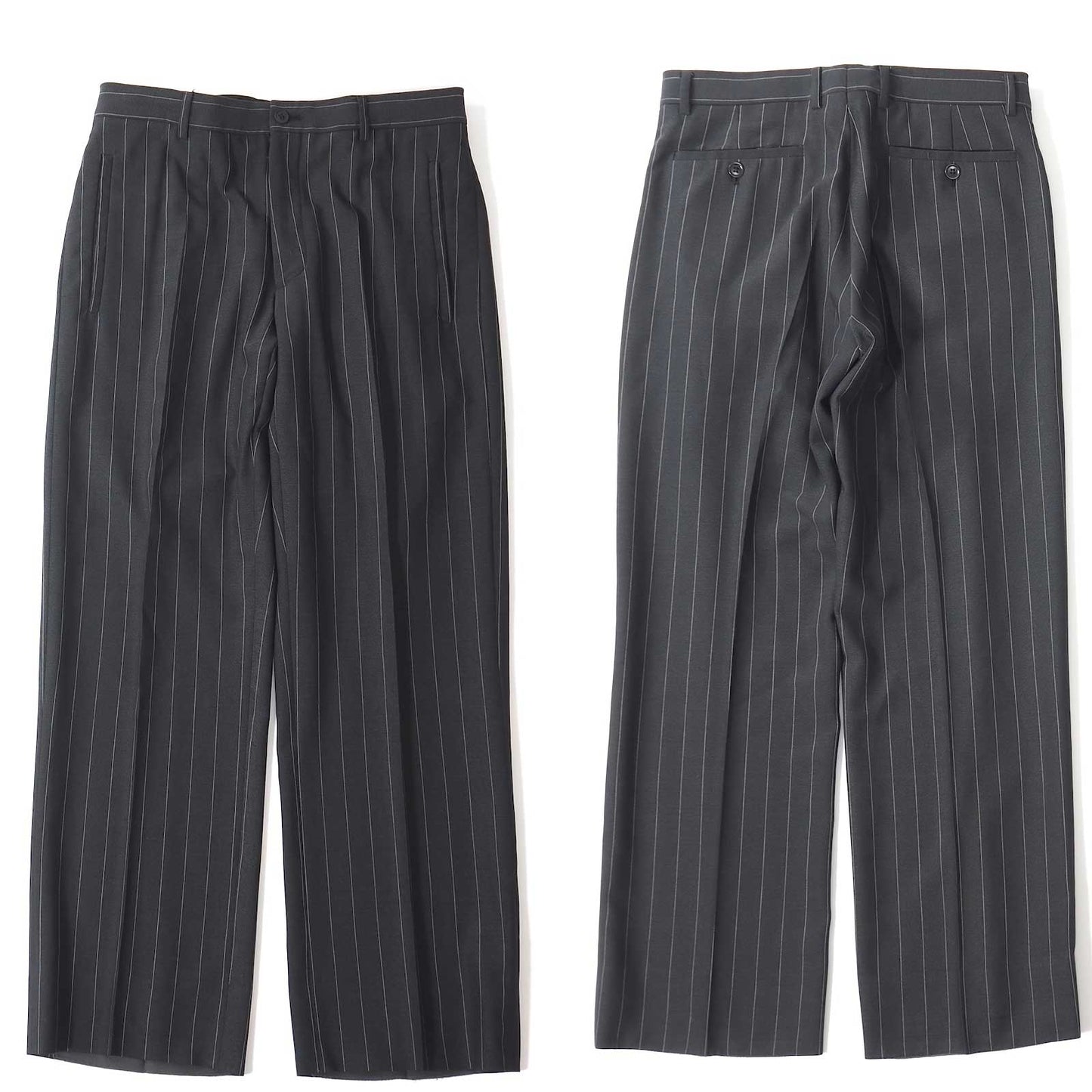 極美品 ジョルジオアルマーニ Giorgio Armani ウール ストライプ セットアップ スーツ ジャケット パンツ 46 ダークグレーストライプ メンズ 正規品 5-ZK010