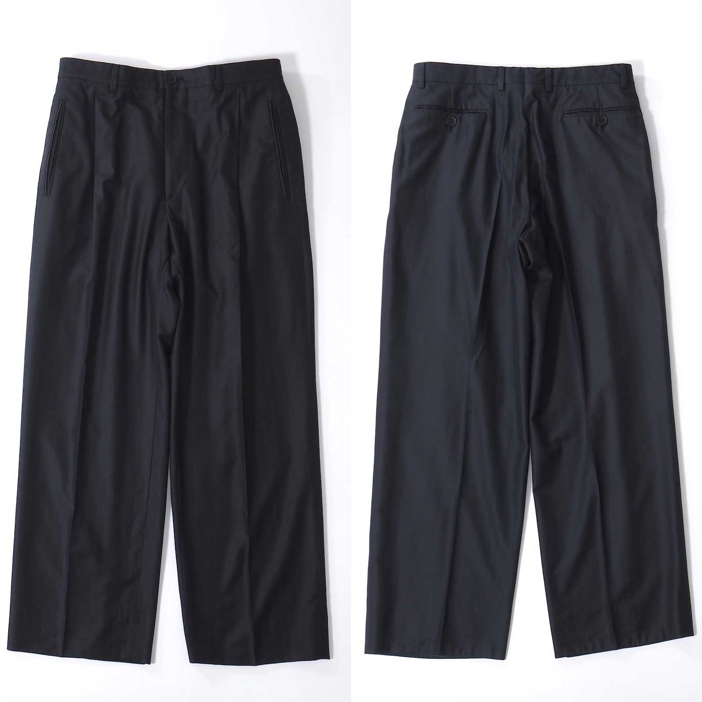 良品 ジョルジオアルマーニ GIORGIO ARMANI ウール シルク コットン ストライプ セットアップ スーツ ジャケット パンツ 50 ダークネイビー メンズ 正規品 5-ZK011