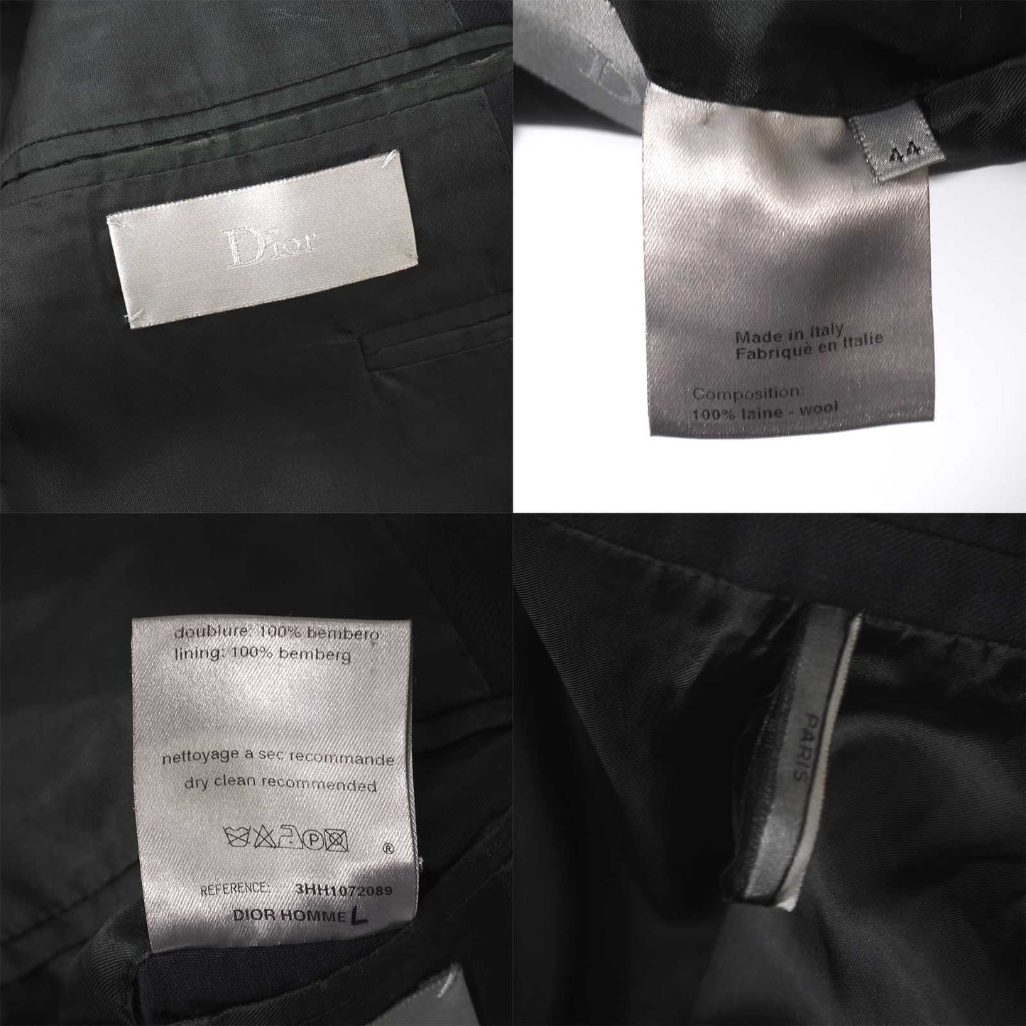 ディオールオム DIOR HOMME 03SS ウール スーツ ジャケット パンツ 44 ブラック メンズ 正規品 5-ZK013