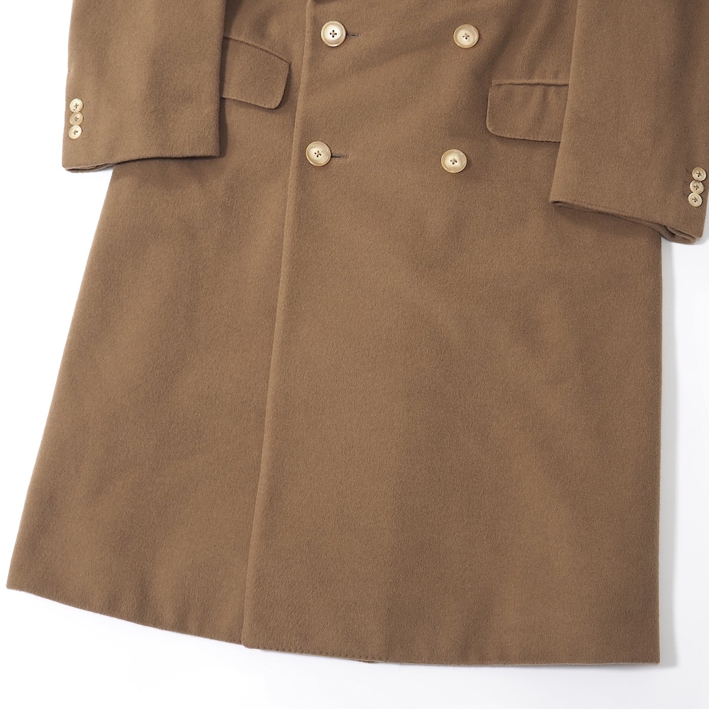 美品 エルメネジルドゼニア Ermenegildo Zegna ピュアカシミヤ ダブルブレスト コート 46 L相当 キャメル メンズ 正規品 5-ZK016