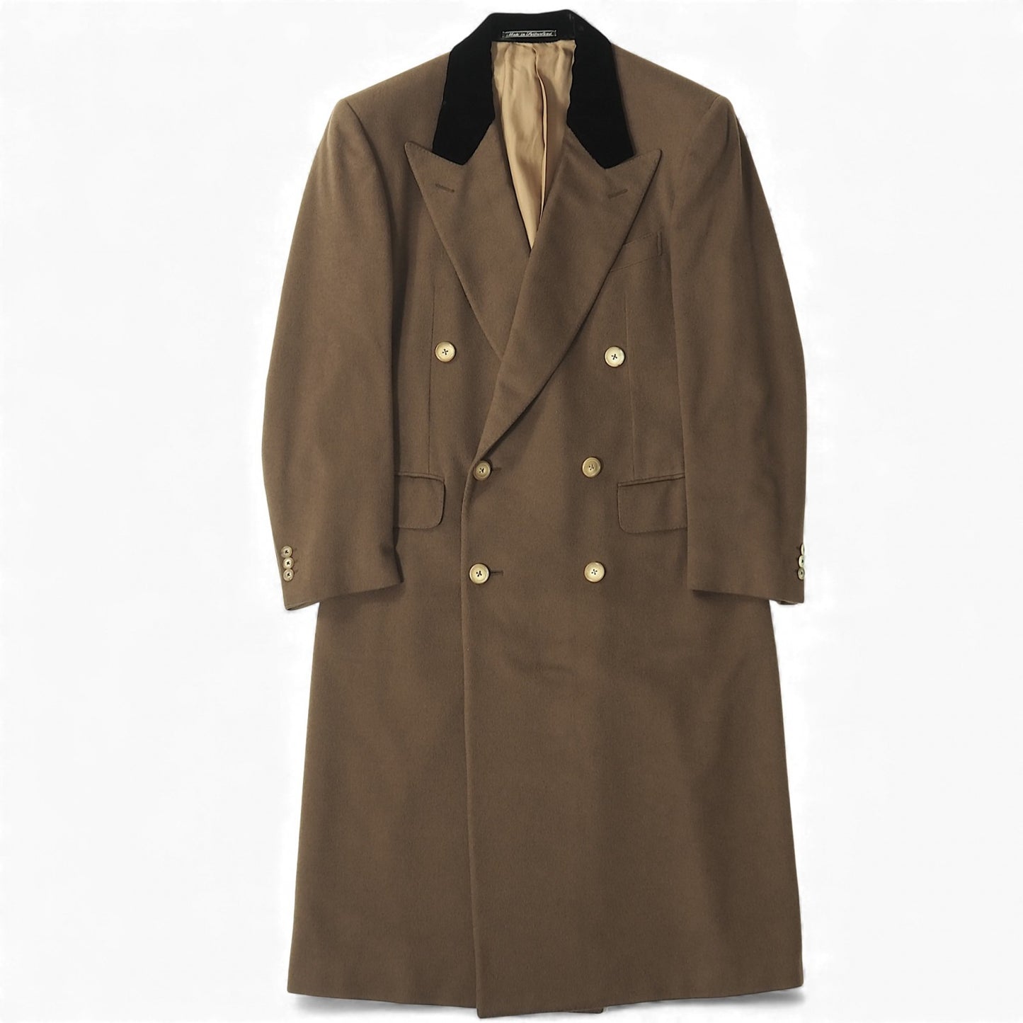 美品 エルメネジルドゼニア Ermenegildo Zegna ピュアカシミヤ ダブルブレスト コート 46 ブラウン メンズ 正規品 5-ZK017
