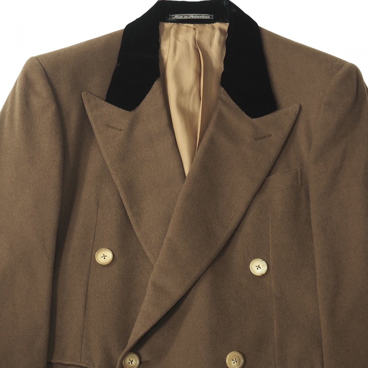 美品 エルメネジルドゼニア Ermenegildo Zegna ピュアカシミヤ ダブルブレスト コート 46 ブラウン メンズ 正規品 5-ZK017
