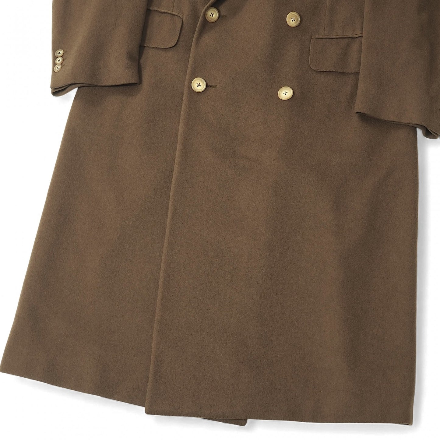 美品 エルメネジルドゼニア Ermenegildo Zegna ピュアカシミヤ ダブルブレスト コート 46 ブラウン メンズ 正規品 5-ZK017