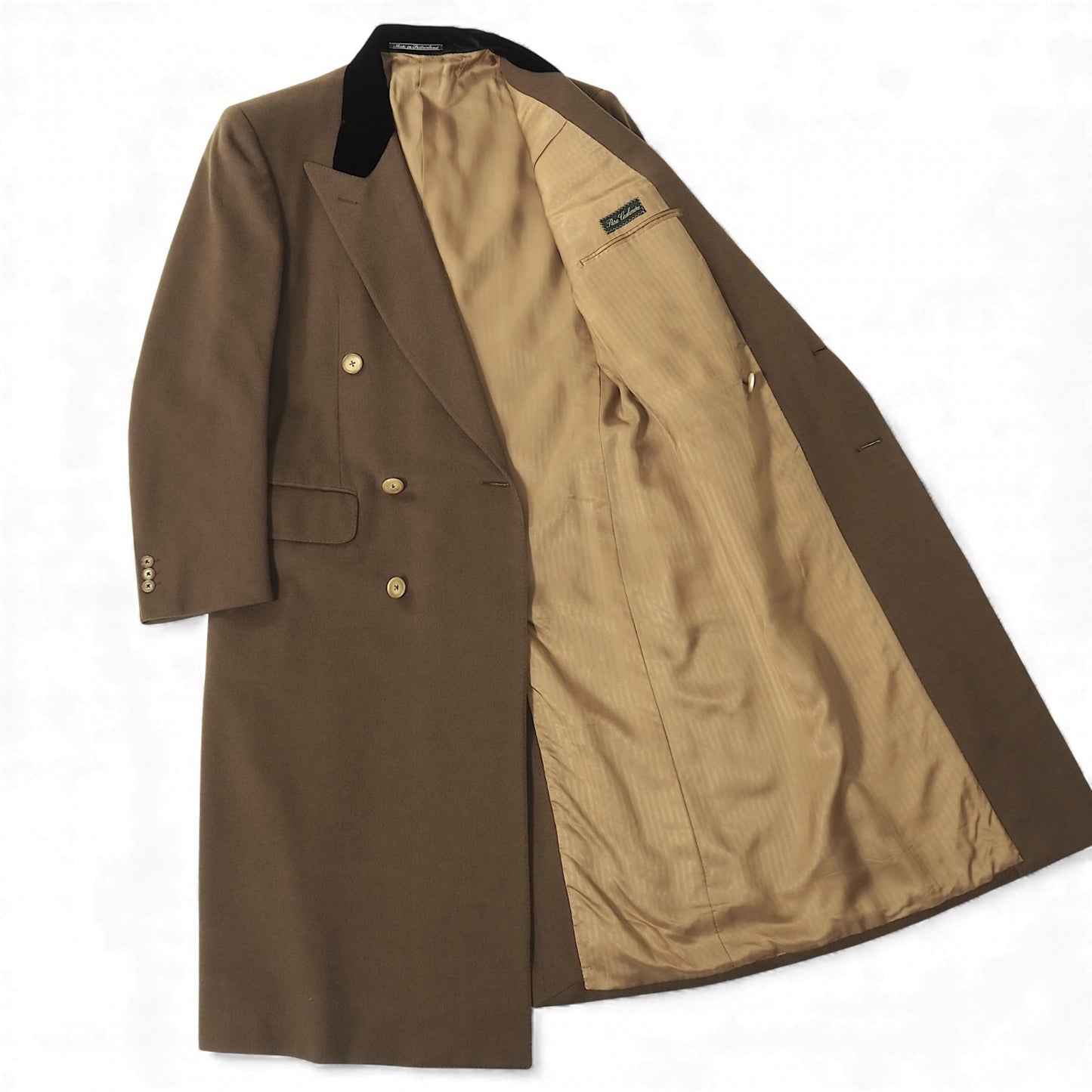 美品 エルメネジルドゼニア Ermenegildo Zegna ピュアカシミヤ ダブルブレスト コート 46 ブラウン メンズ 正規品 5-ZK017